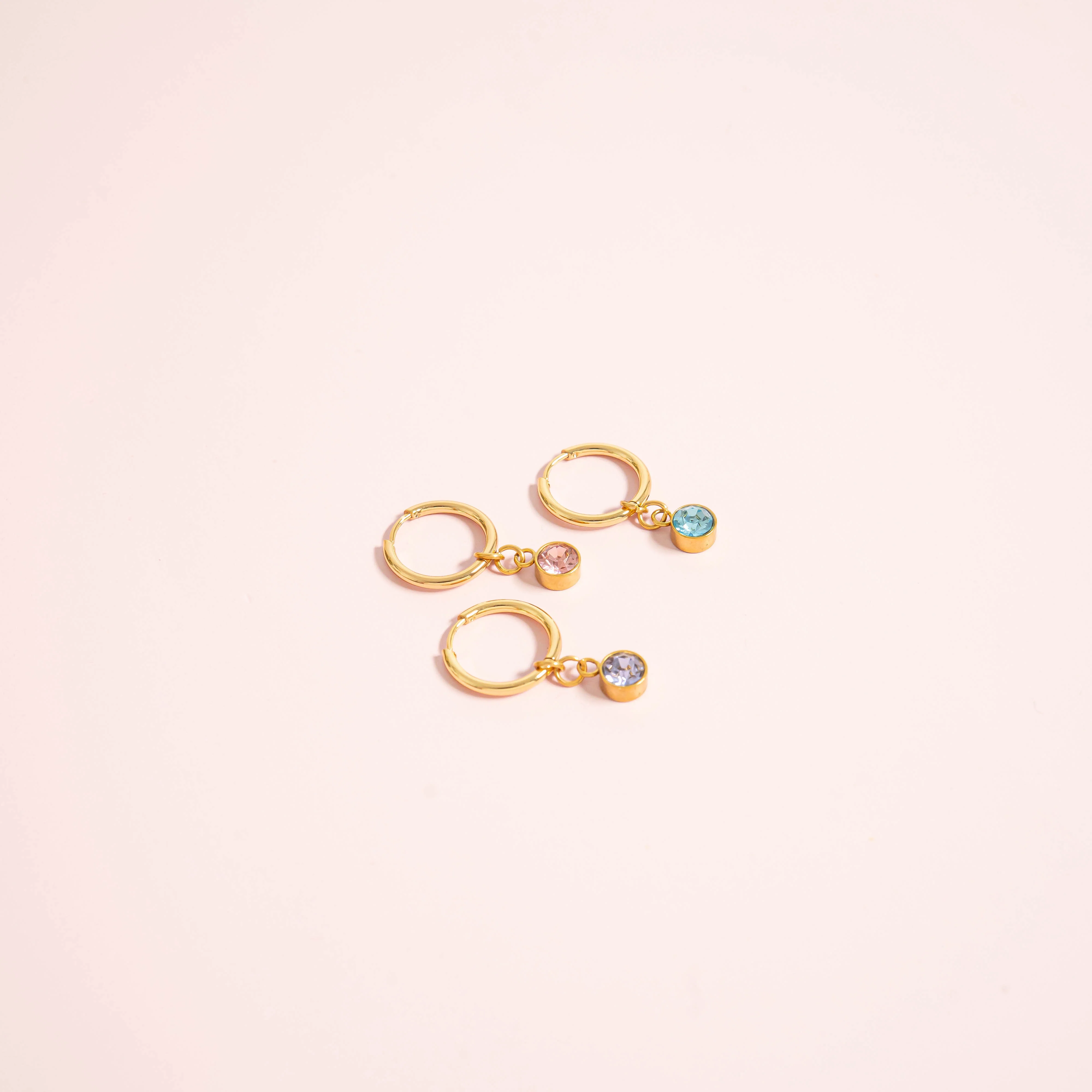 18K Gold PVD Birthstone Huggie Earrings / ERJ0074 - Image 8