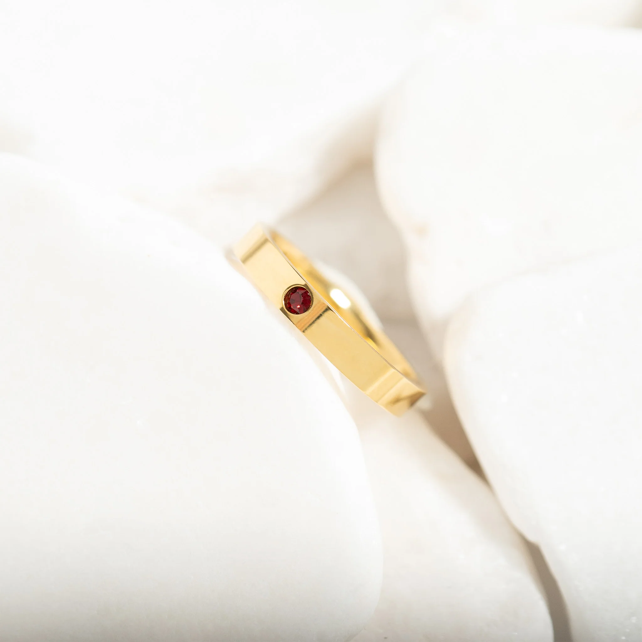 18K Gold PVD Stainless Steel Birthstone Engravable Stacking Ring / ZRJ1004 - Image 16