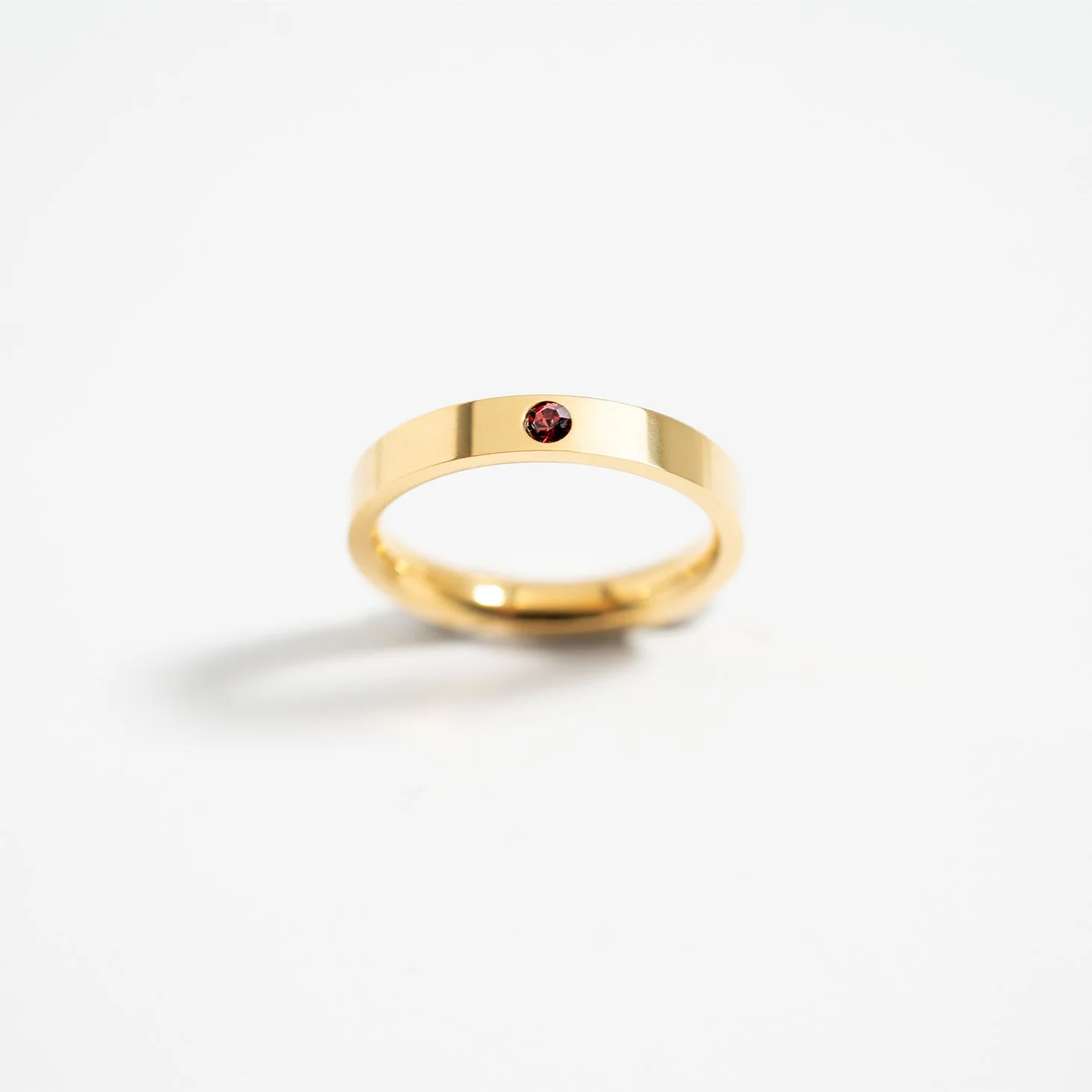 18K Gold PVD Stainless Steel Birthstone Engravable Stacking Ring / ZRJ1004 - Image 17