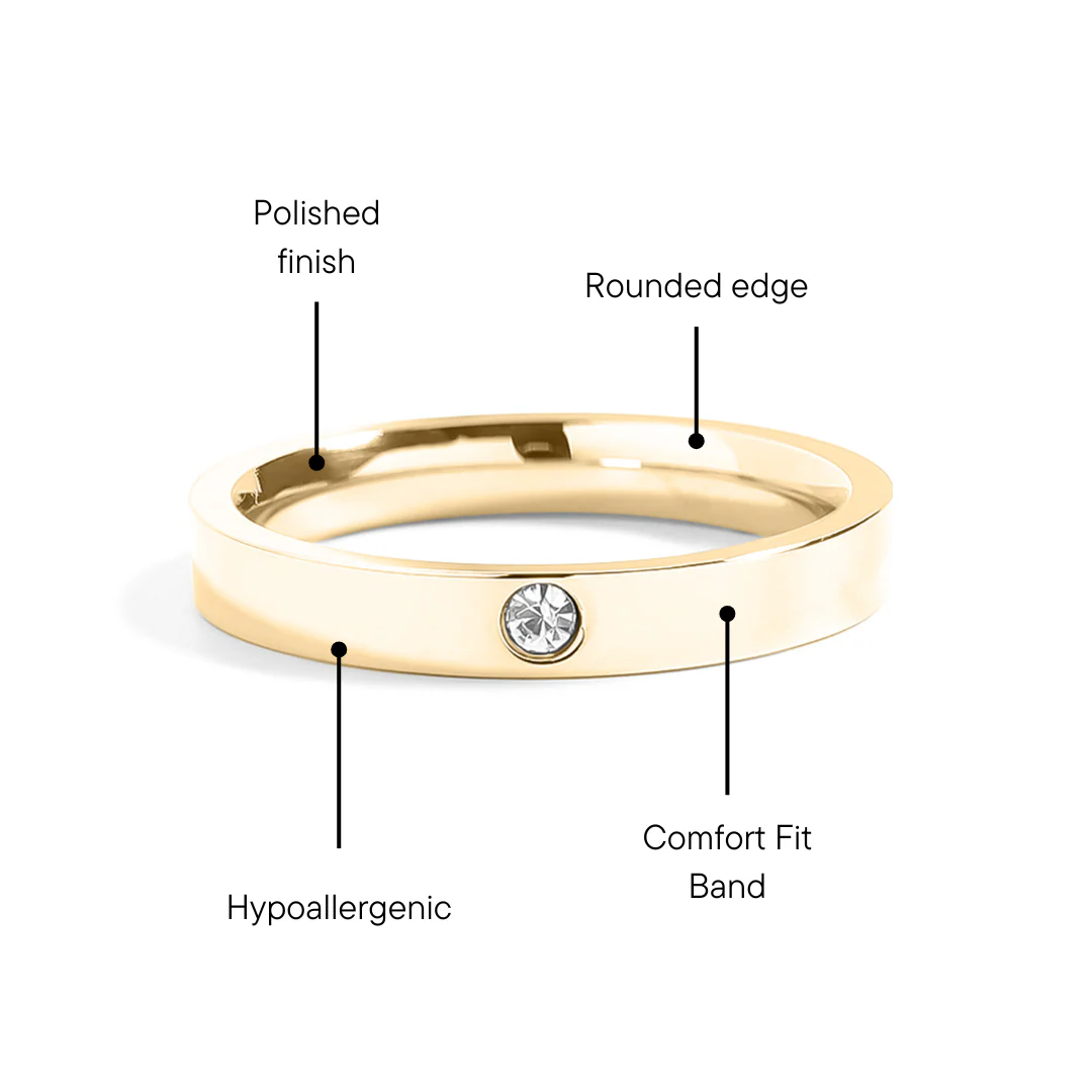 18K Gold PVD Stainless Steel Birthstone Engravable Stacking Ring / ZRJ1004 - Image 7
