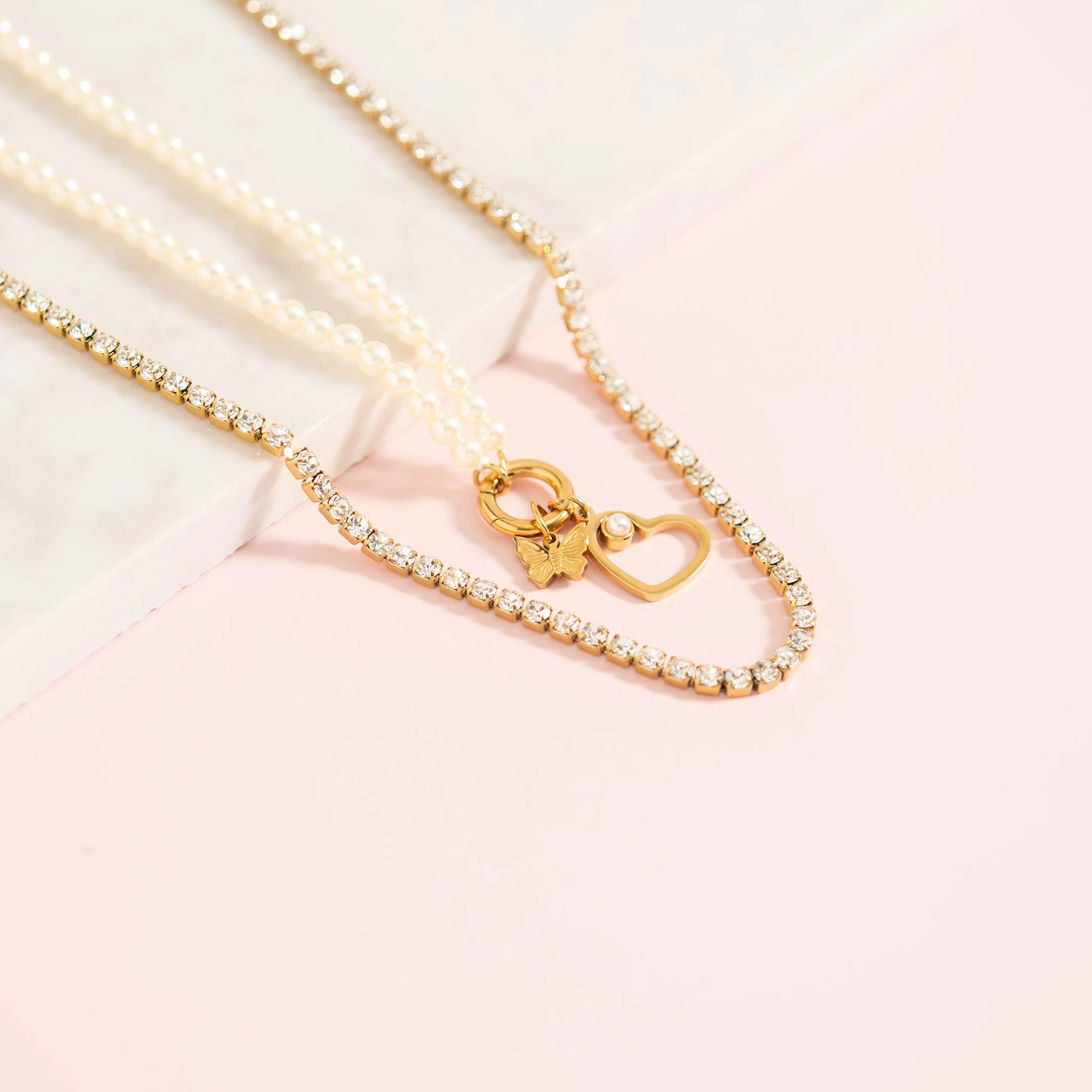 18K Gold PVD Stainless Steel CZ Tennis Chain Necklace / TNN0002 - Image 6