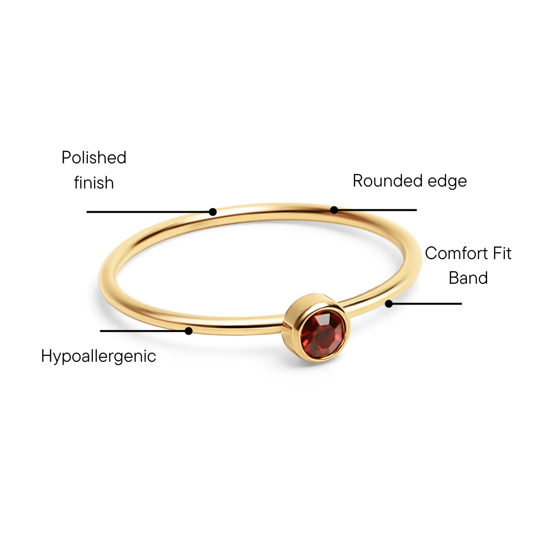 18K Gold PVD Stainless Steel Birthstone Stacking Ring / ZRJ1001 - Image 3