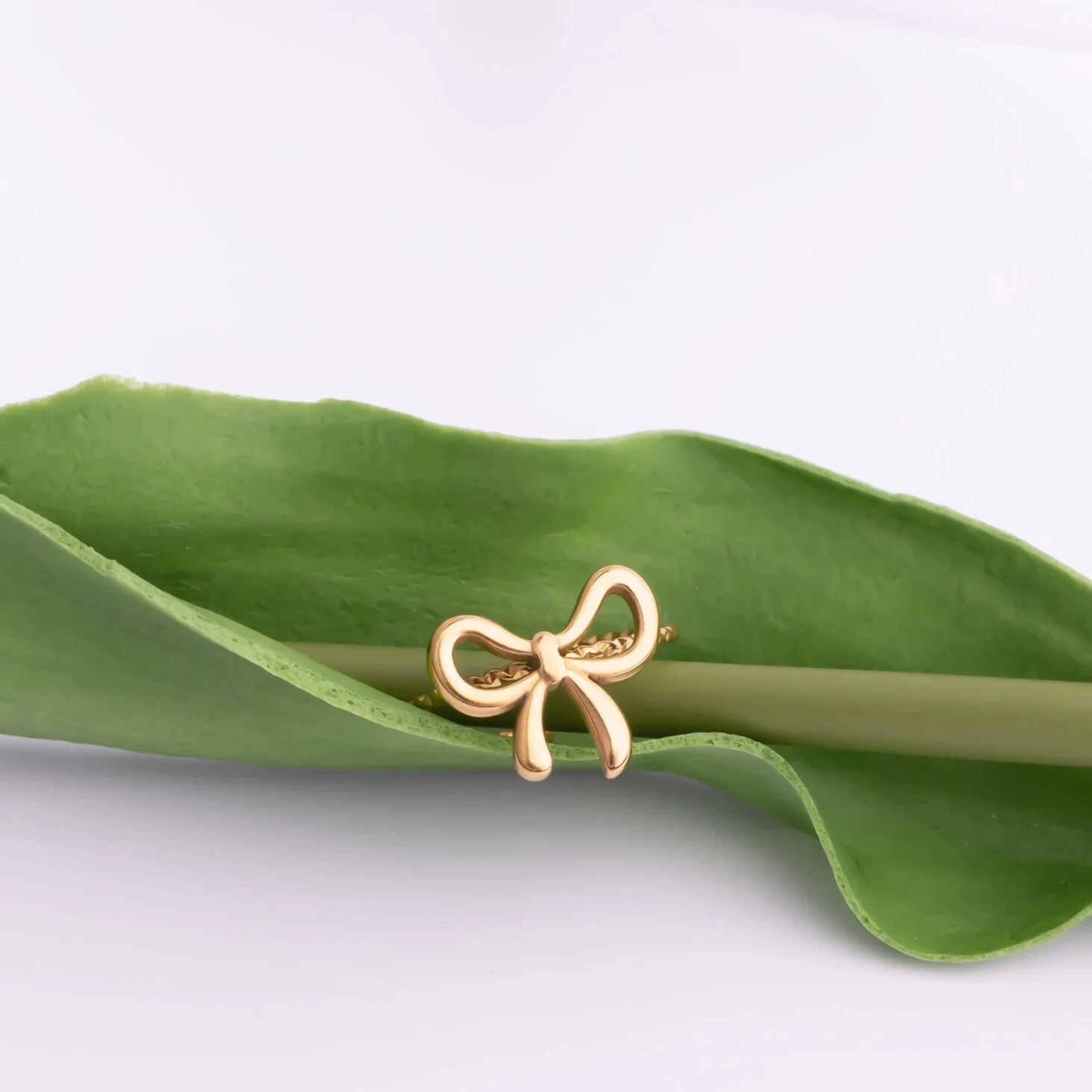 18K Gold PVD Stainless Steel Adjustable Bow Ring / KSS0026 - Image 13