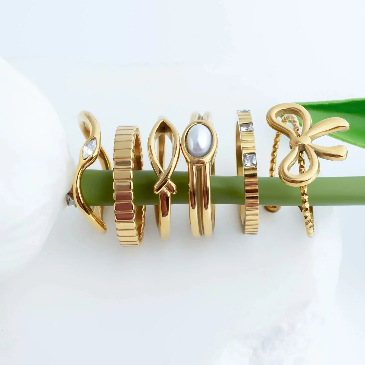 18K Gold PVD Stainless Steel Adjustable Bow Ring / KSS0026 - Image 19