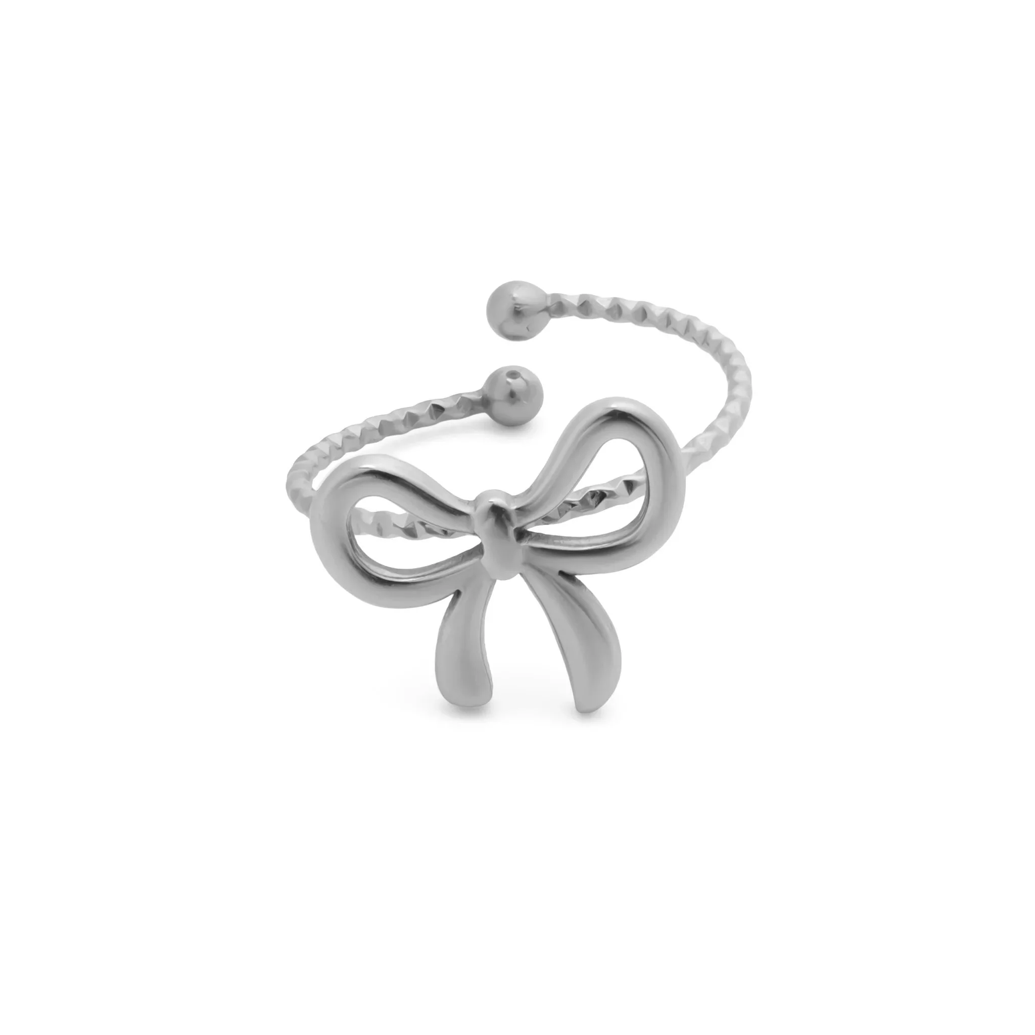 18K Gold PVD Stainless Steel Adjustable Bow Ring / KSS0026 - Image 4