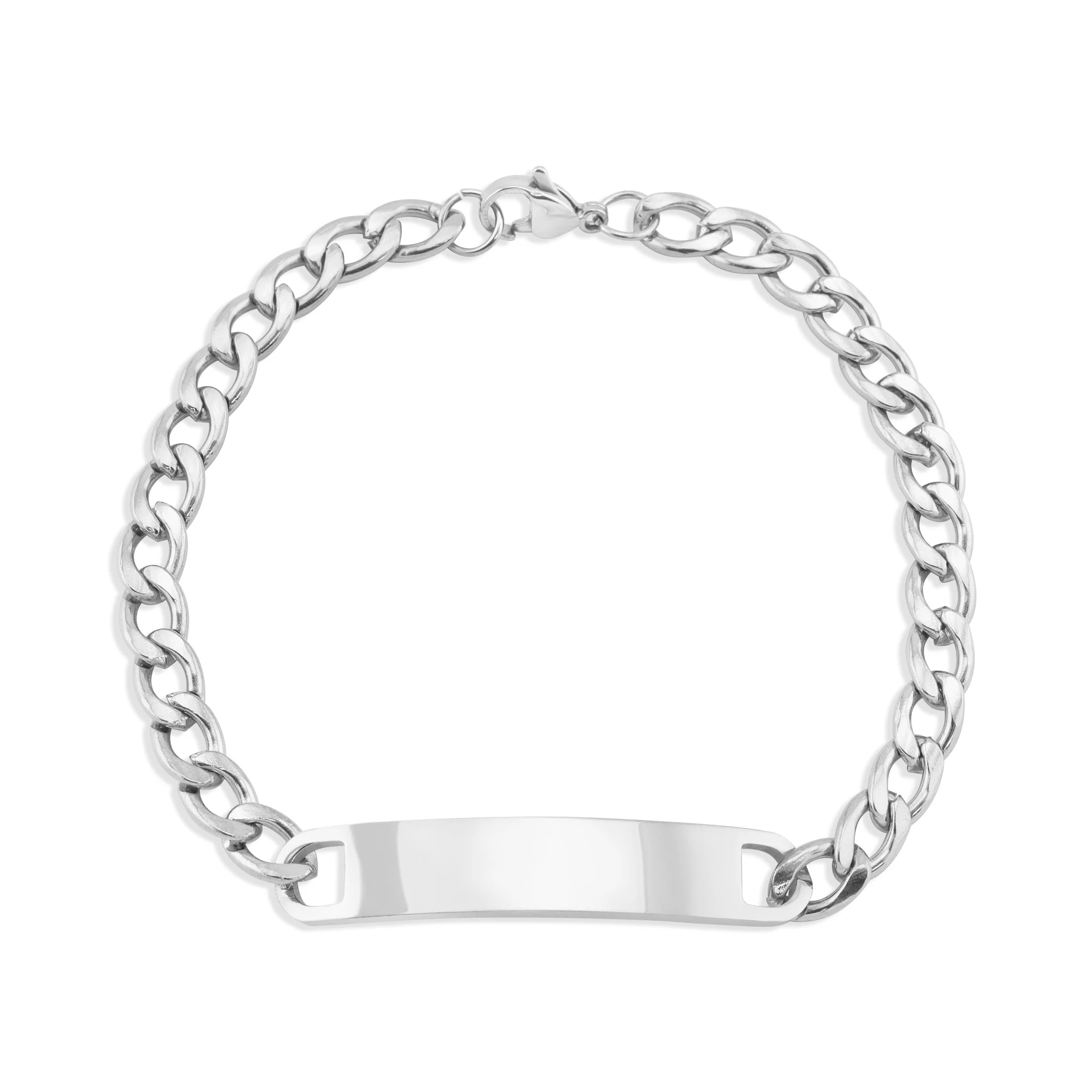 18K Gold PVD Stainless Steel Blank ID Curved Bar Bracelet / BRJ9044 - Image 3