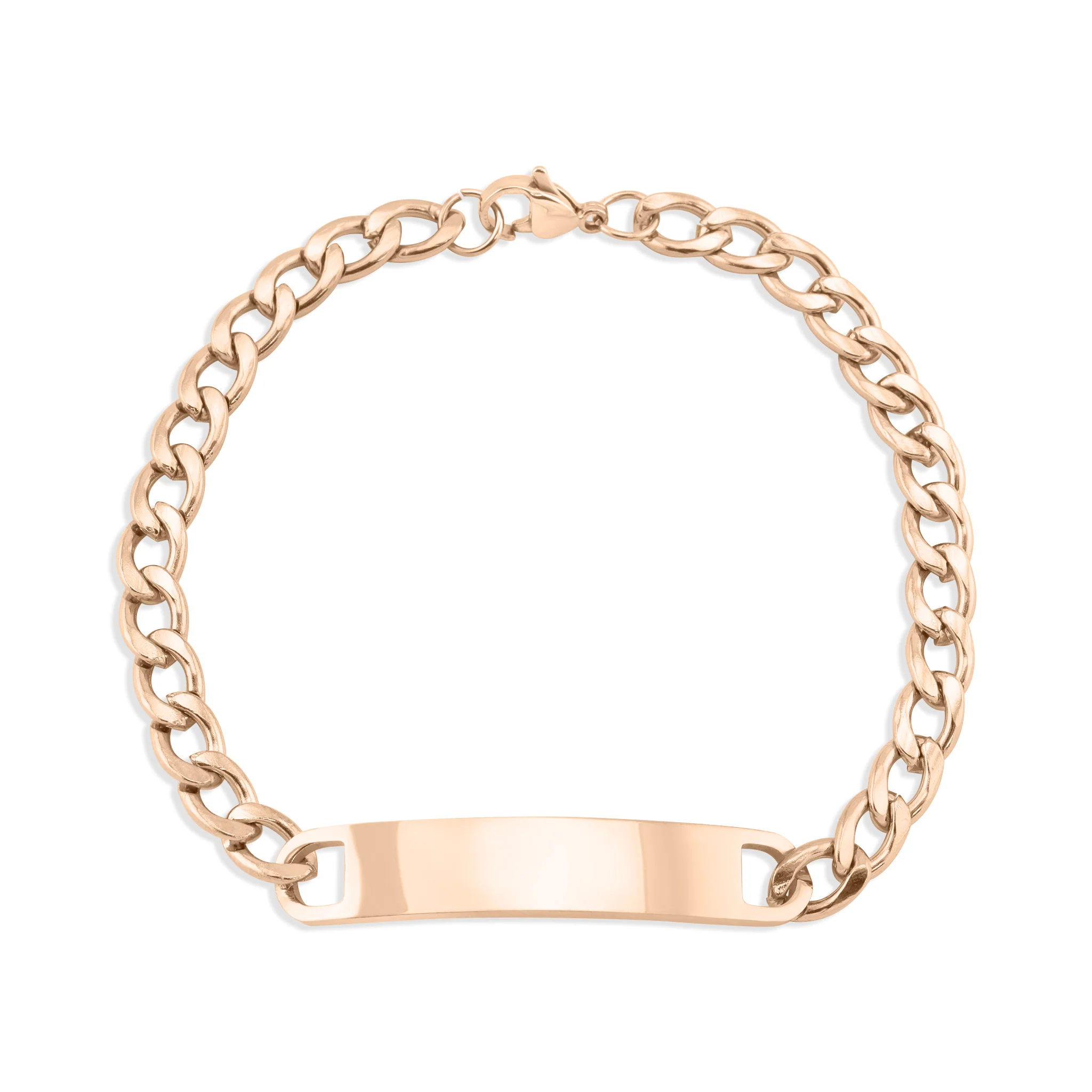 18K Gold PVD Stainless Steel Blank ID Curved Bar Bracelet / BRJ9044 - Image 4