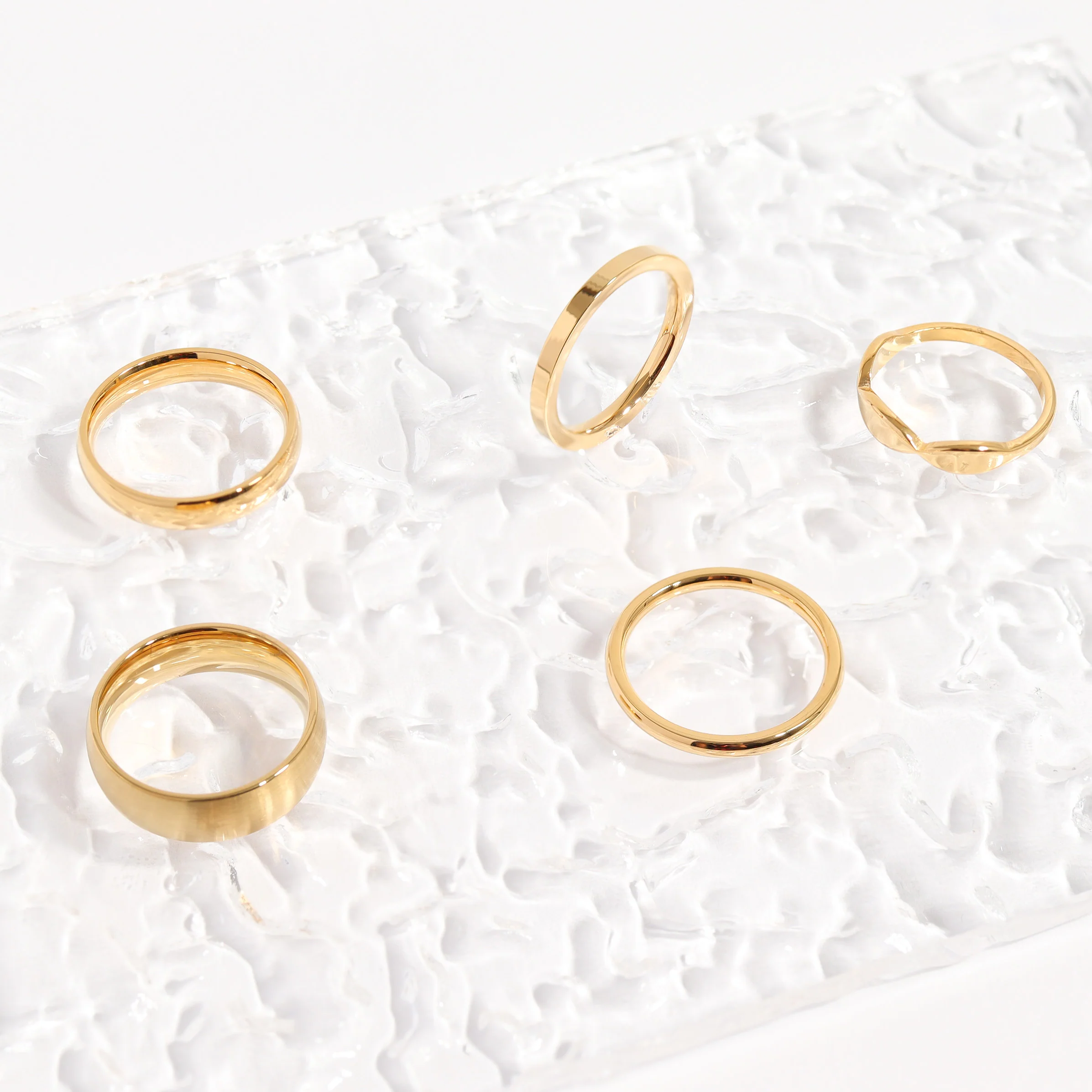 18K Gold PVD Stainless Steel Brushed Matte Blank Ring / CFR7030 - Image 5