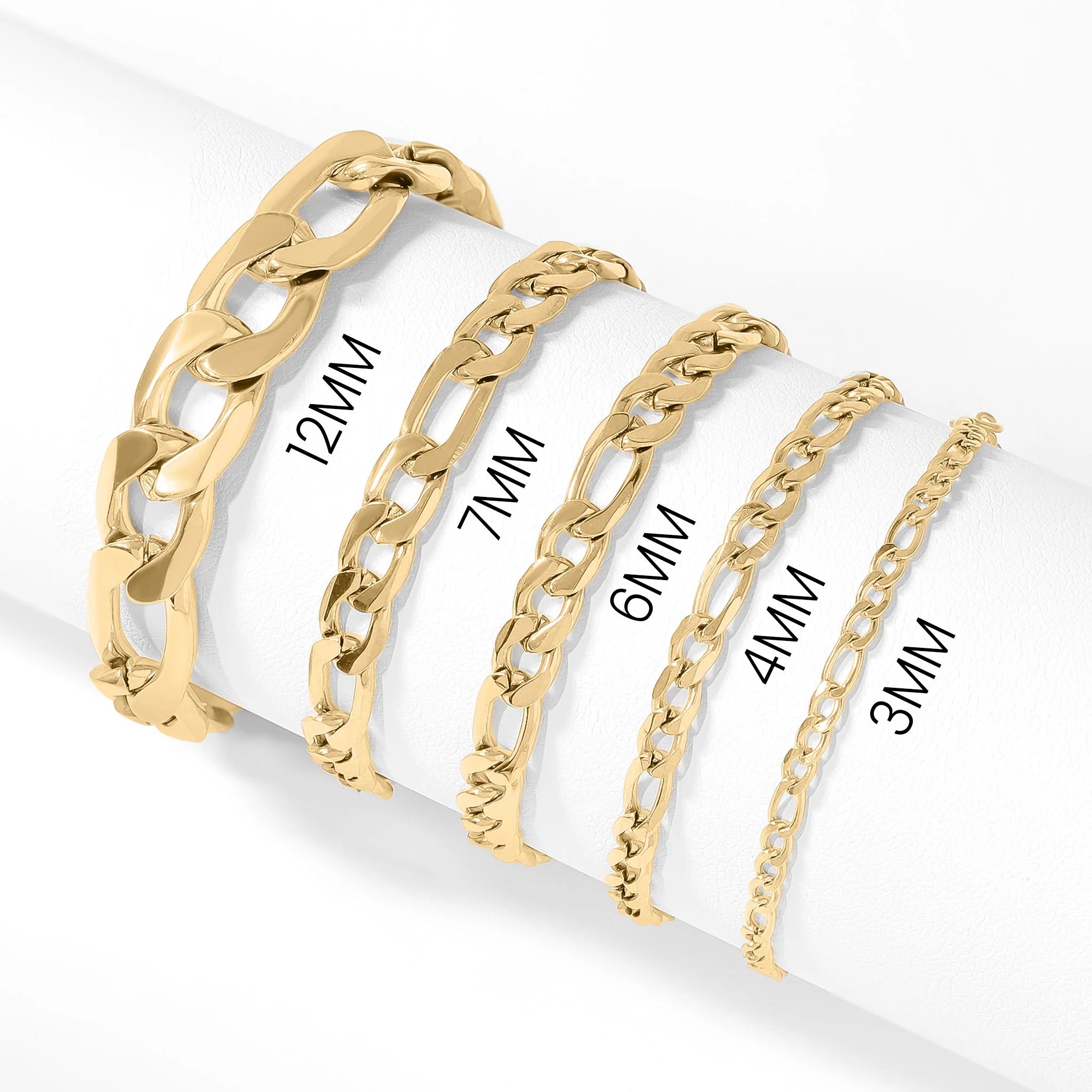 18K Gold PVD Stainless Steel Figaro Chain Bracelet or Anklet / BRJ9097 - Image 7