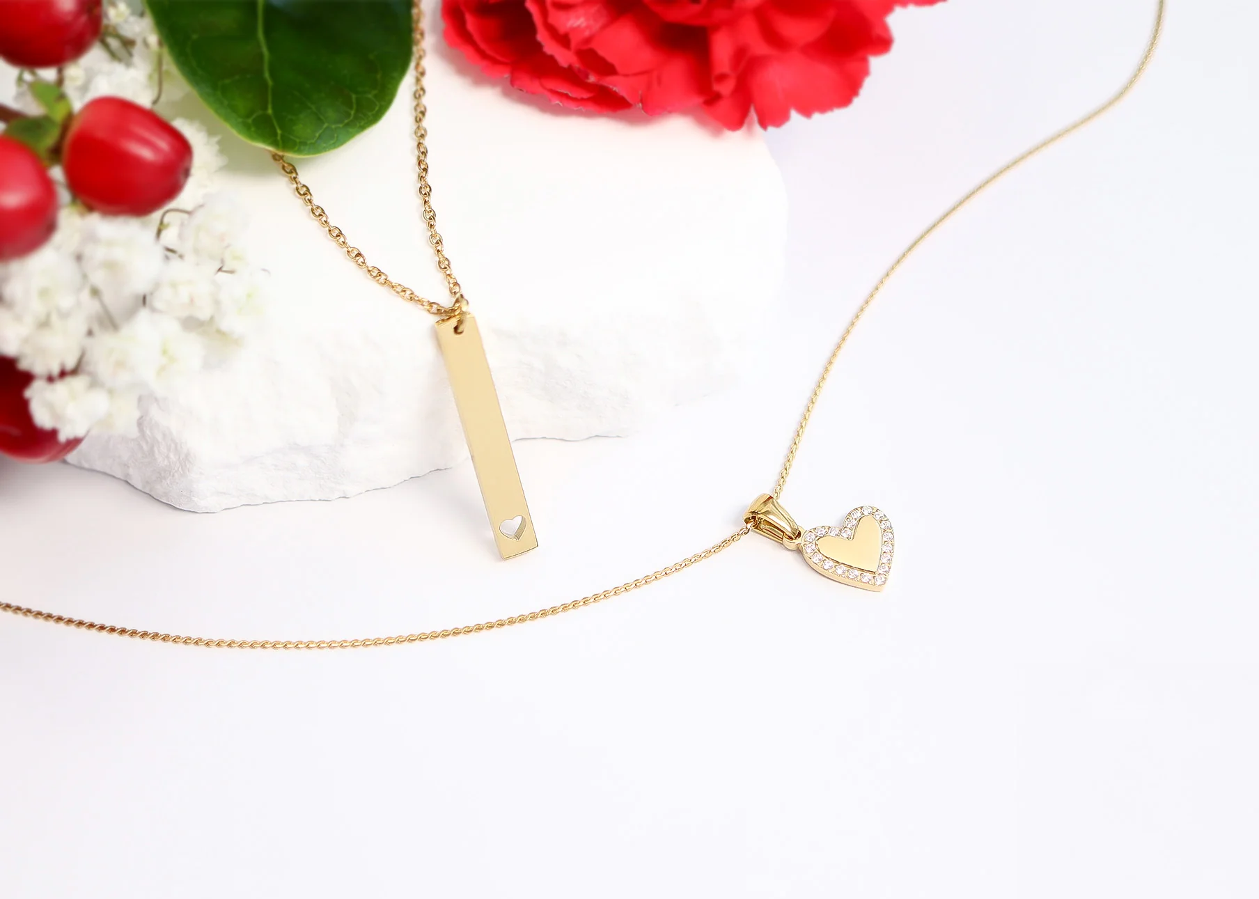 18K Gold PVD Stainless Steel CZ Heart Charm / SBB0289 - Image 6