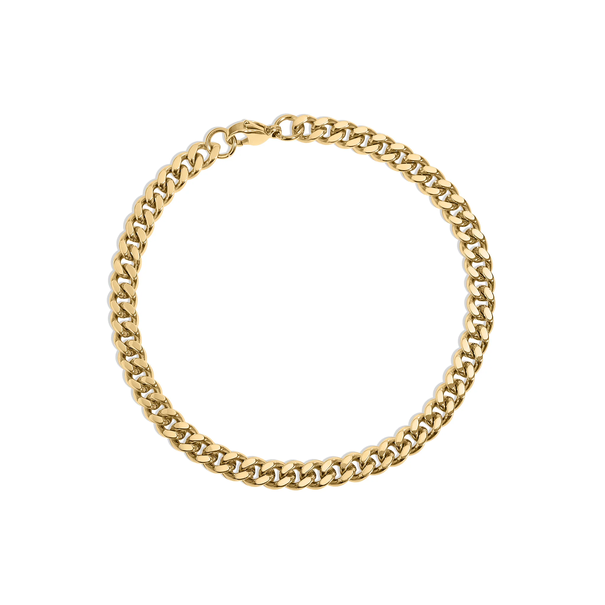 18K Gold PVD Stainless Steel Diamond Cut Curb Chain Bracelet / BRJ9098 - Image 6