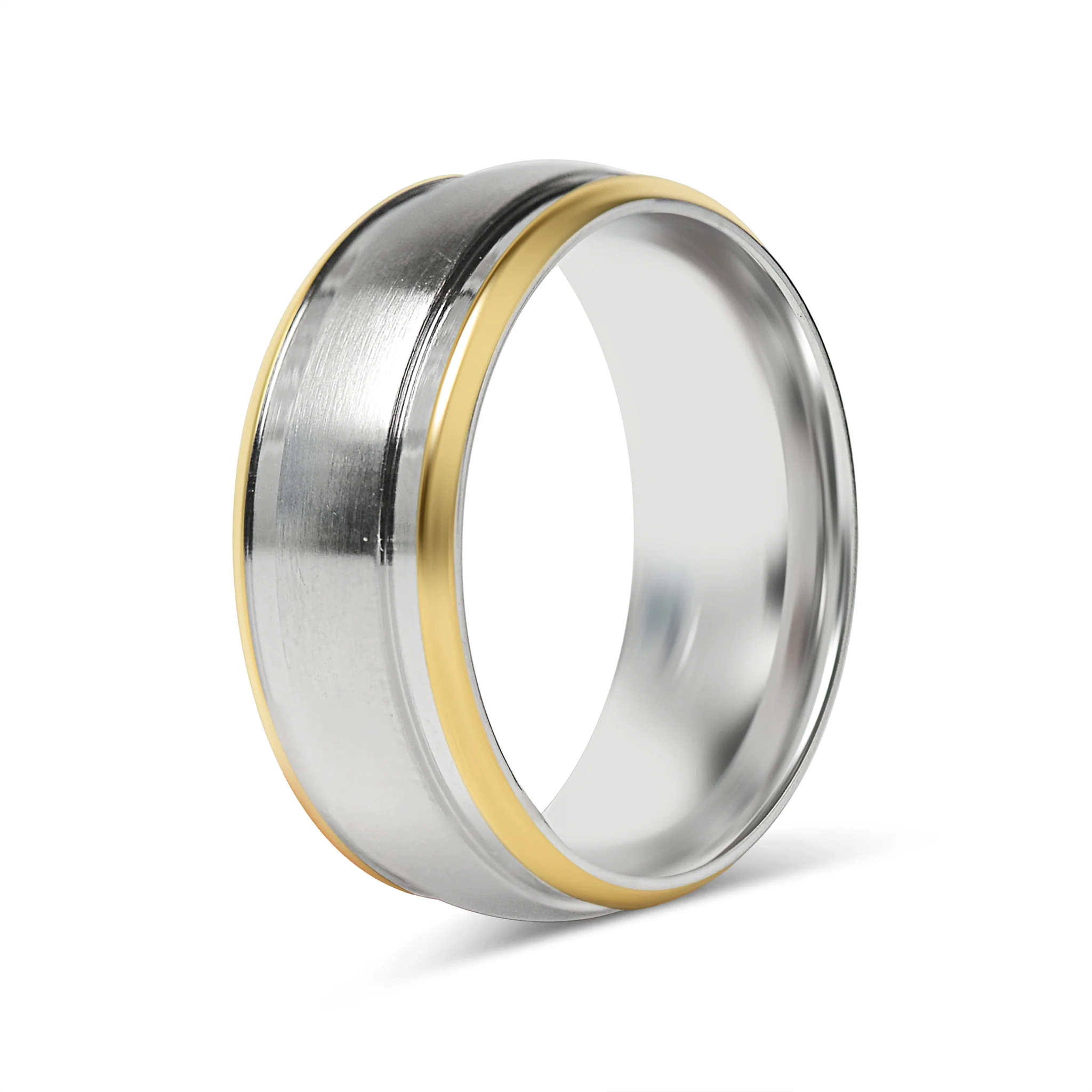 18K Gold PVD Stainless Steel Double Trim Brushed Center Ring / CFR7019 - Image 3