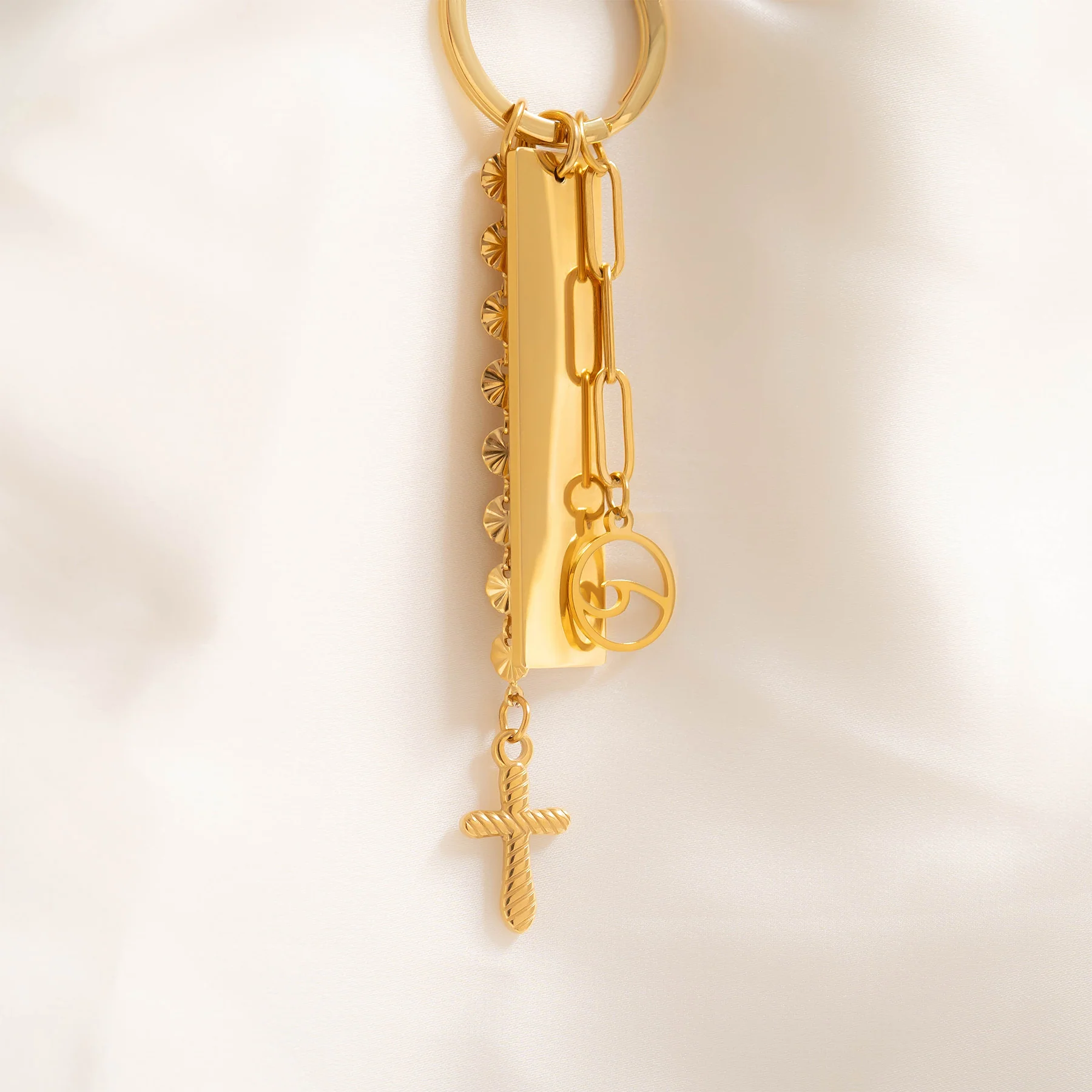 18K Gold PVD Stainless Steel Engravable Blank Keychain / SBB0139 - Image 9
