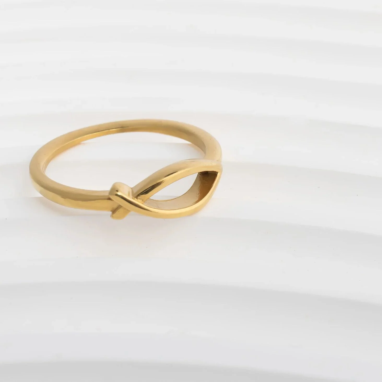 18K Gold PVD Stainless Steel Fish Stacking Ring / KSS0028 - Image 3