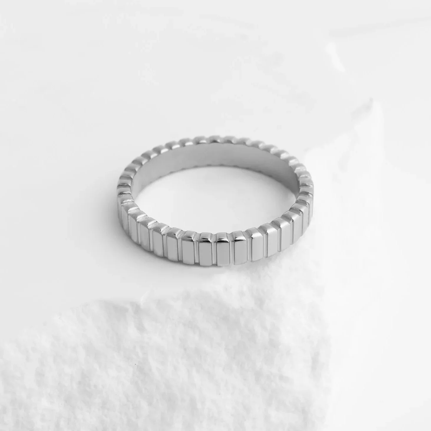 18K Gold PVD Stainless Steel Fluted Stacking Ring / KSS0032 - Image 11