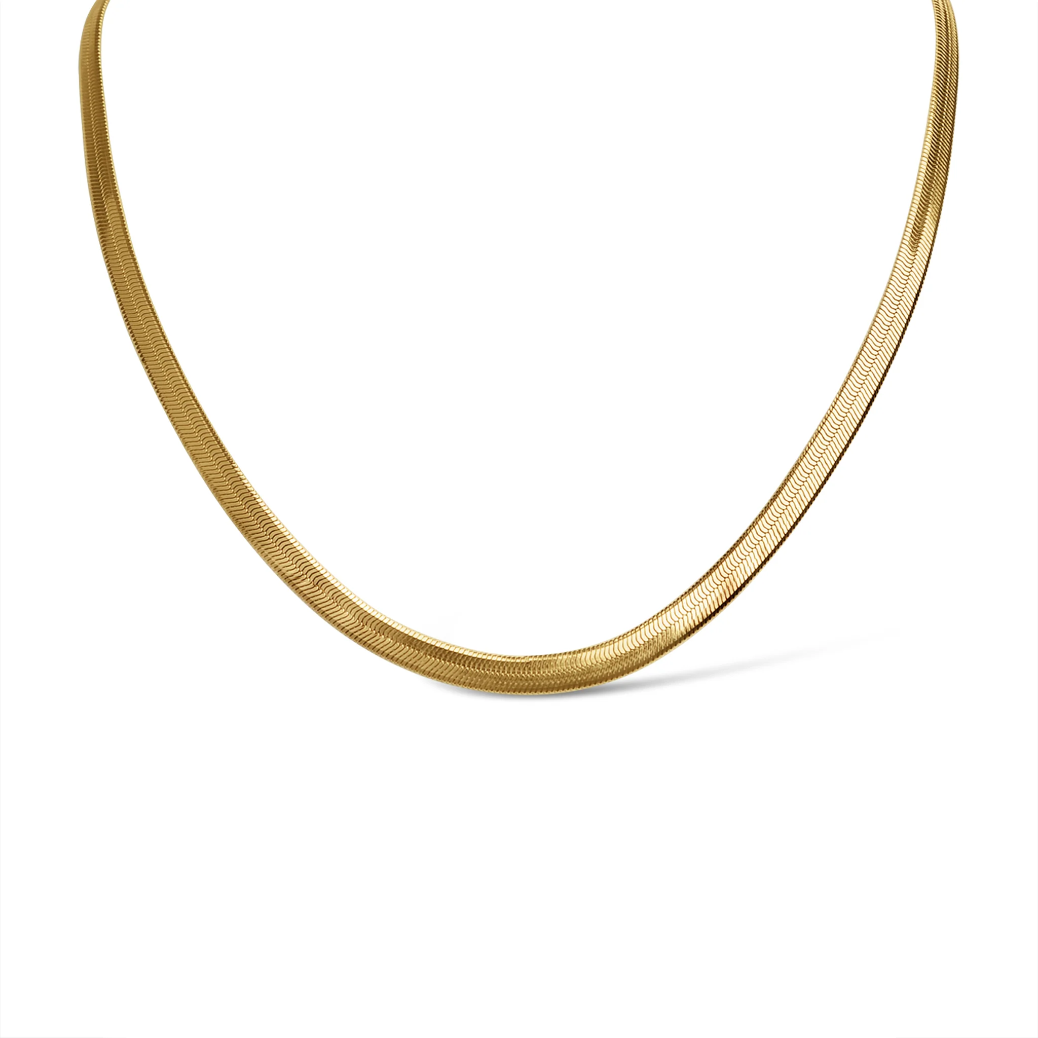18K Gold PVD Stainless Steel Herringbone Chain Necklace / CHN9771 - Image 15