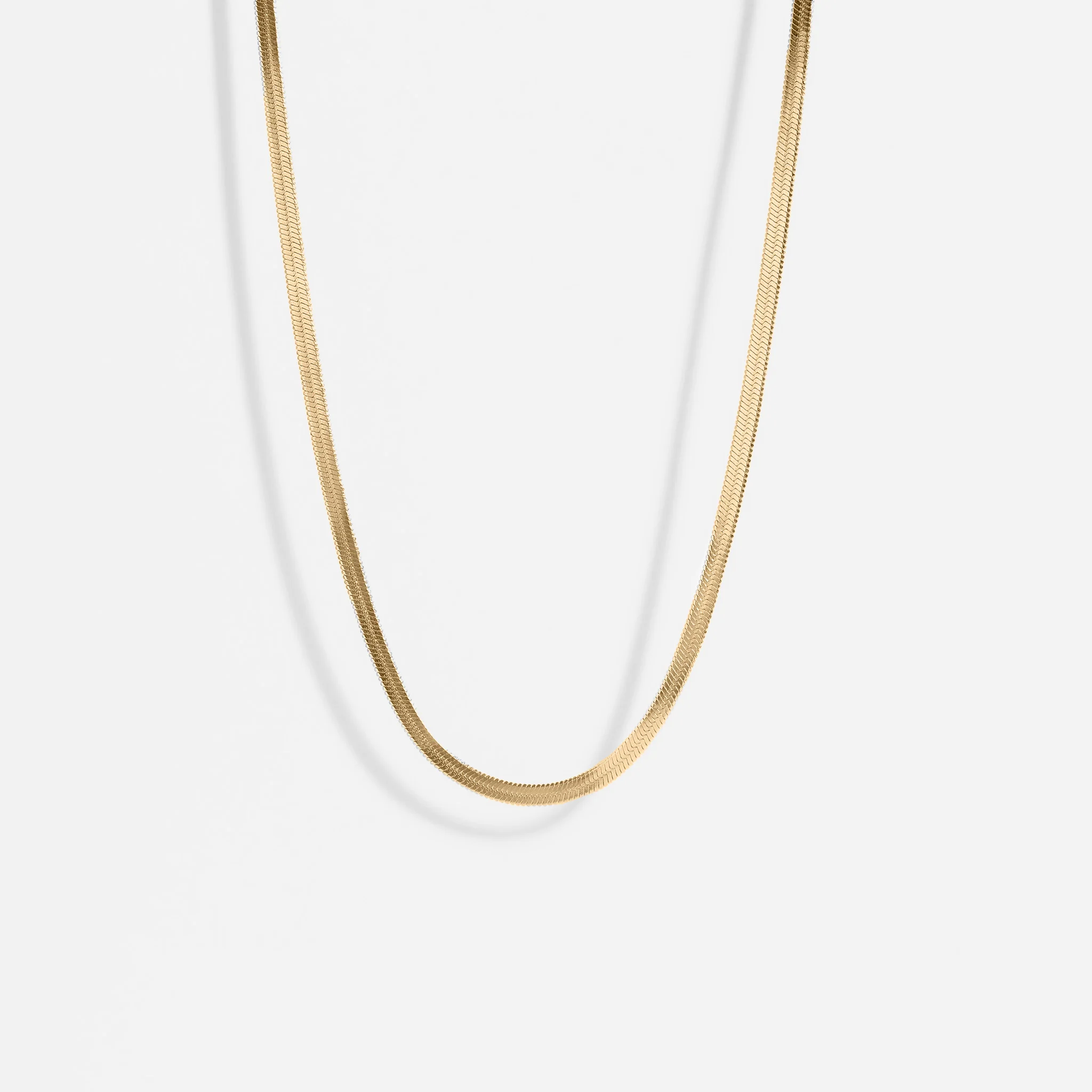 18K Gold PVD Stainless Steel Herringbone Chain Necklace / CHN9771 - Image 3