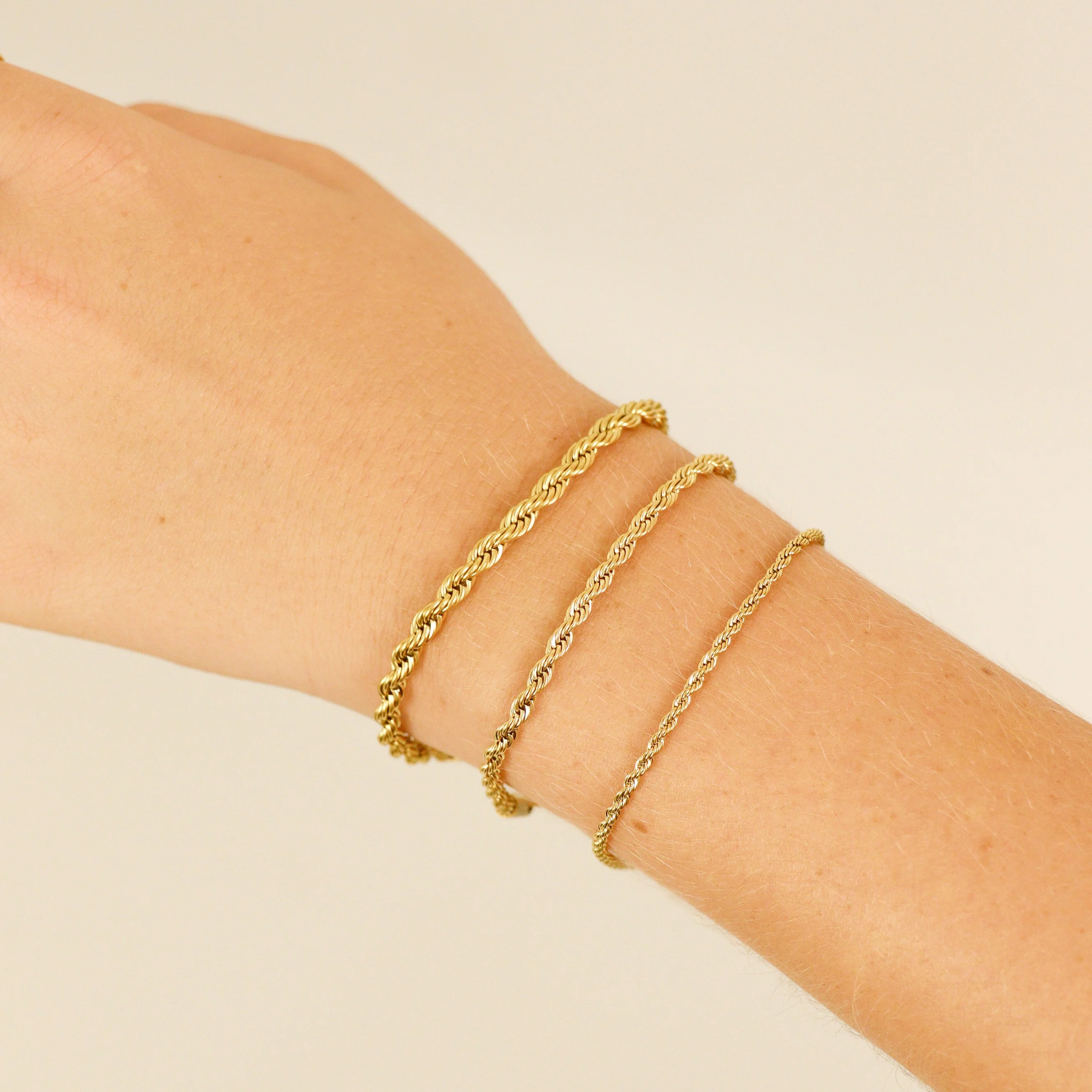 18K Gold PVD Stainless Steel Rope Chain Bracelet/Anklet / BRJ1000 - Image 18
