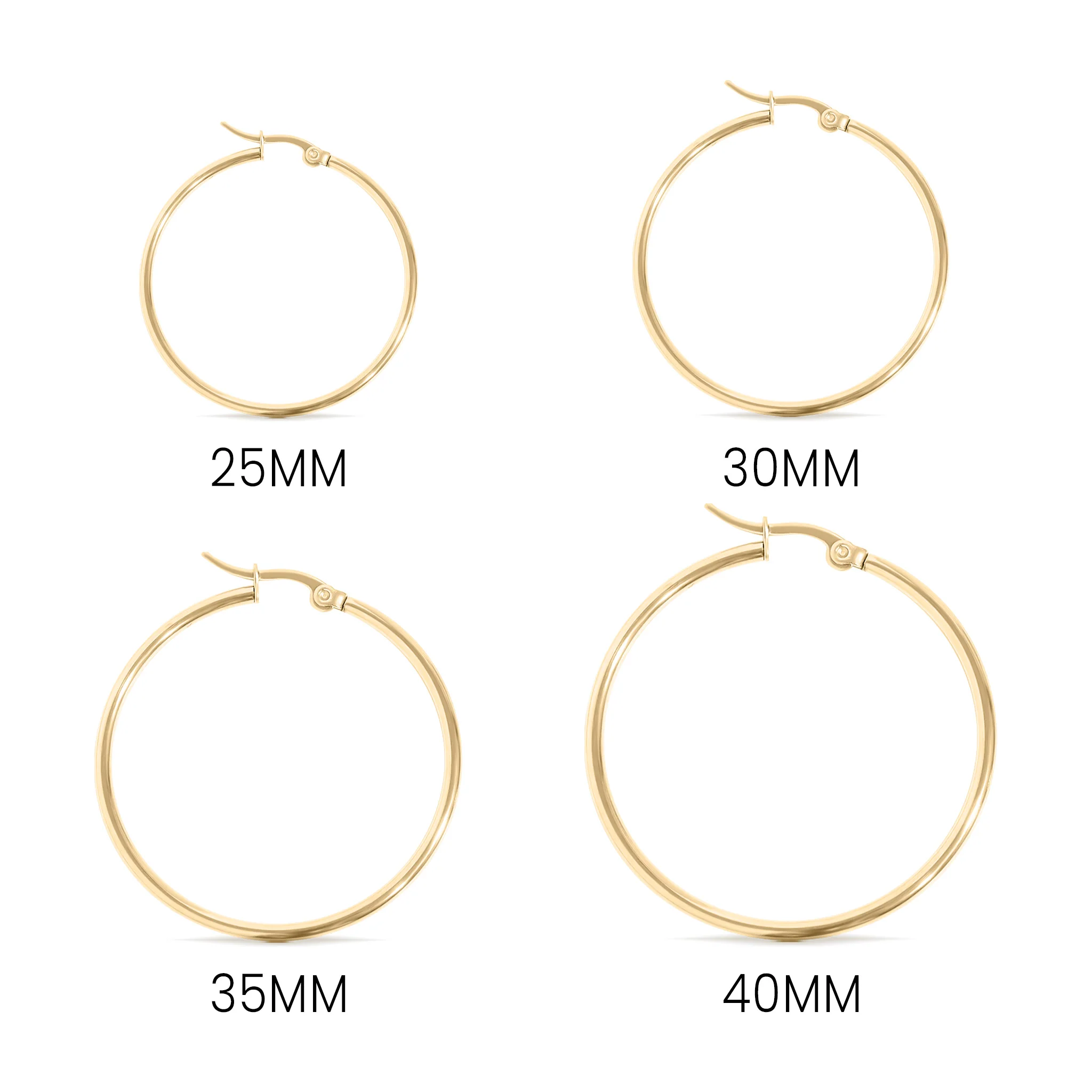 18K Gold PVD Stainless Steel Round Tube Hoop Earrings / ERJ2138 - Image 7