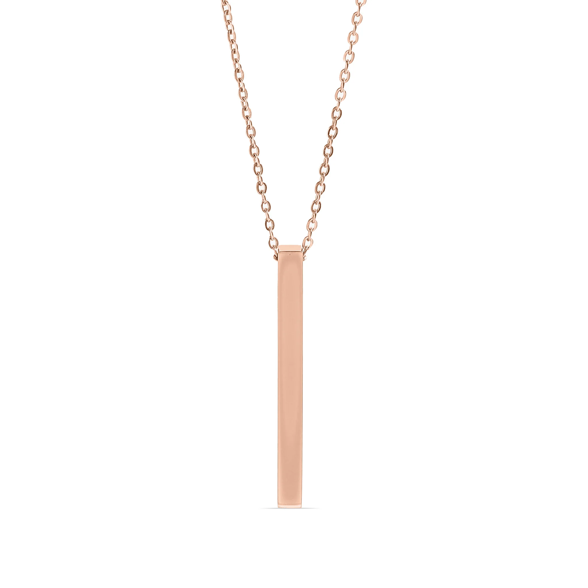 18K Gold PVD Stainless Steel Square 4 Sided Vertical Blank Bar Necklace / SBB0120 - Image 7