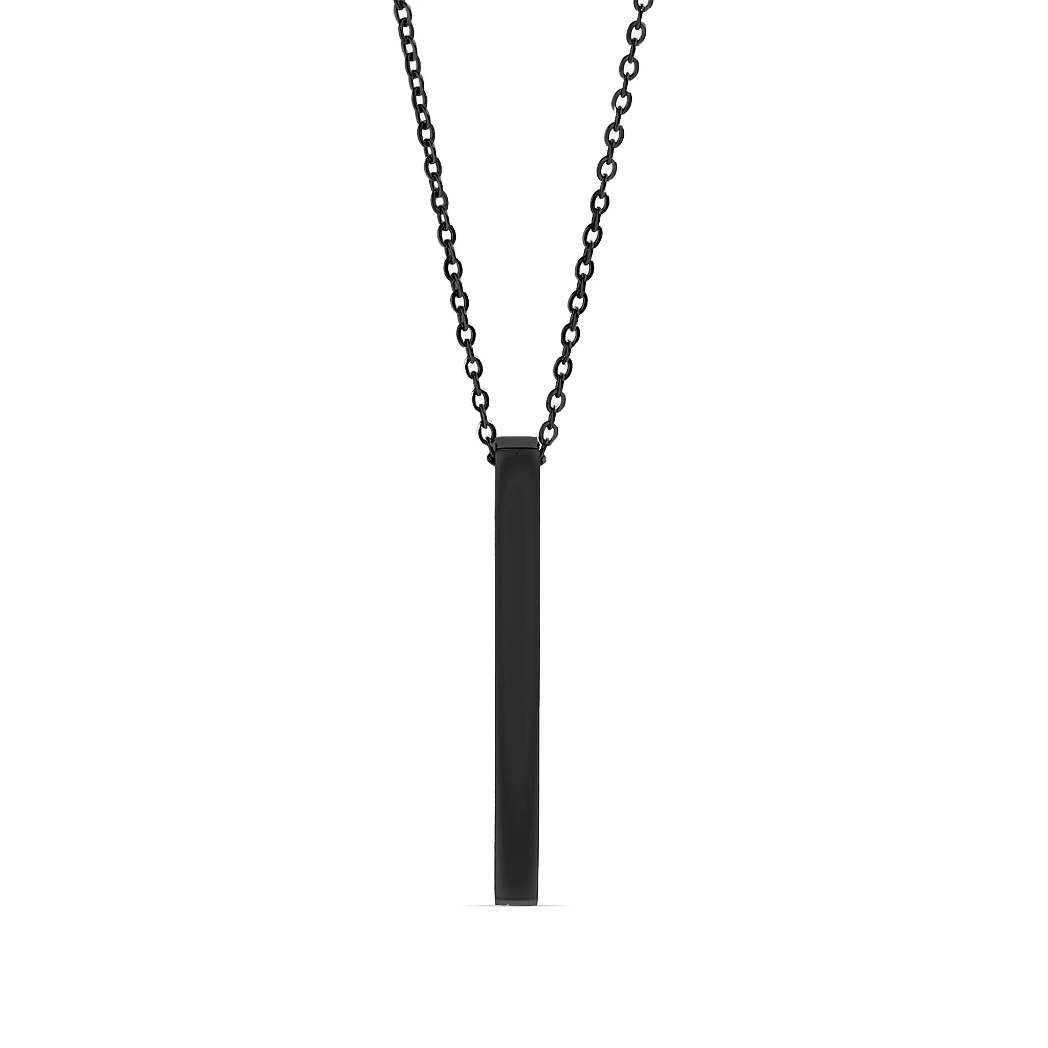 18K Gold PVD Stainless Steel Square 4 Sided Vertical Blank Bar Necklace / SBB0120 - Image 8