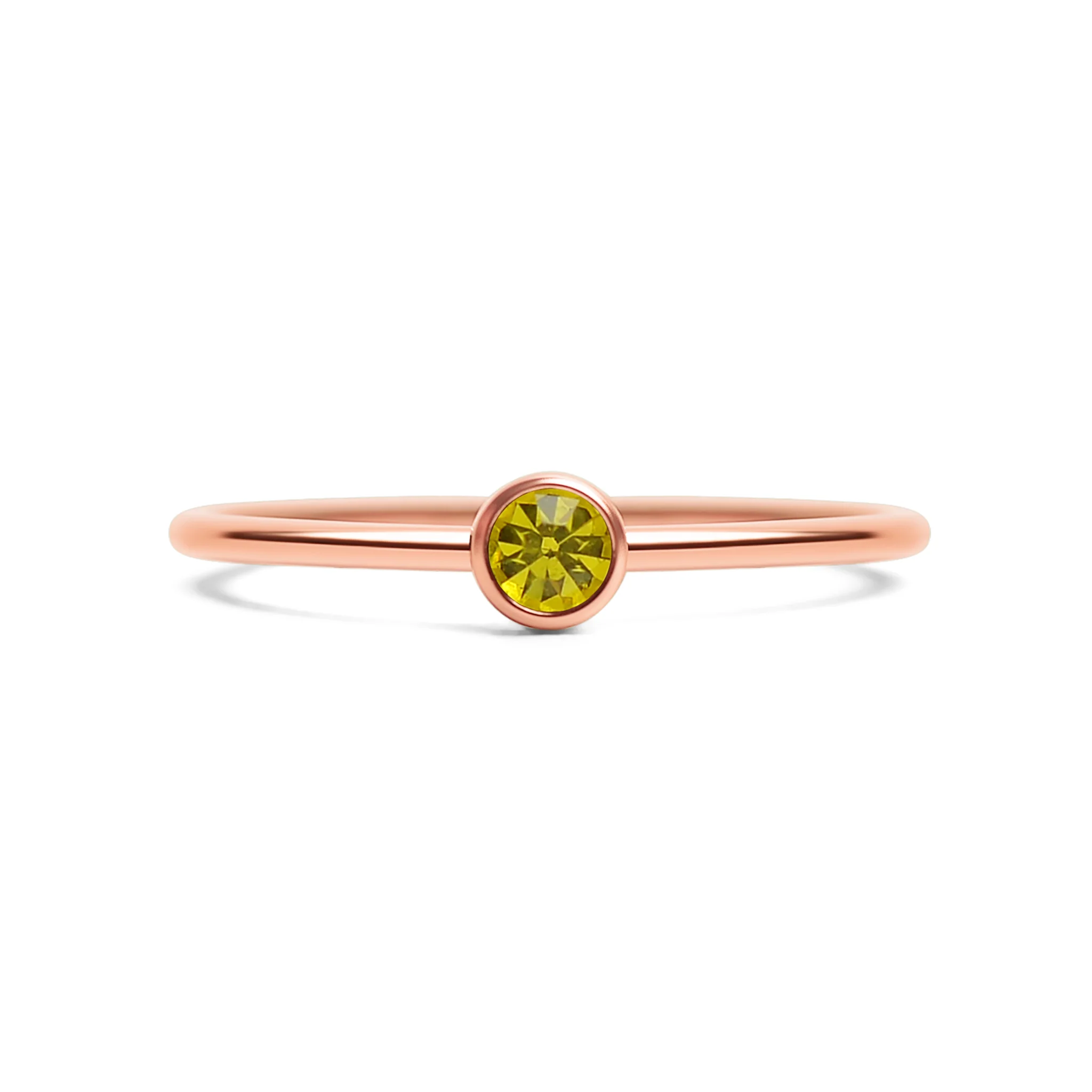 18k Rose Gold PVD Coated Stainless Steel Birthstone Stacking Ring / ZRJ1002 - Image 26