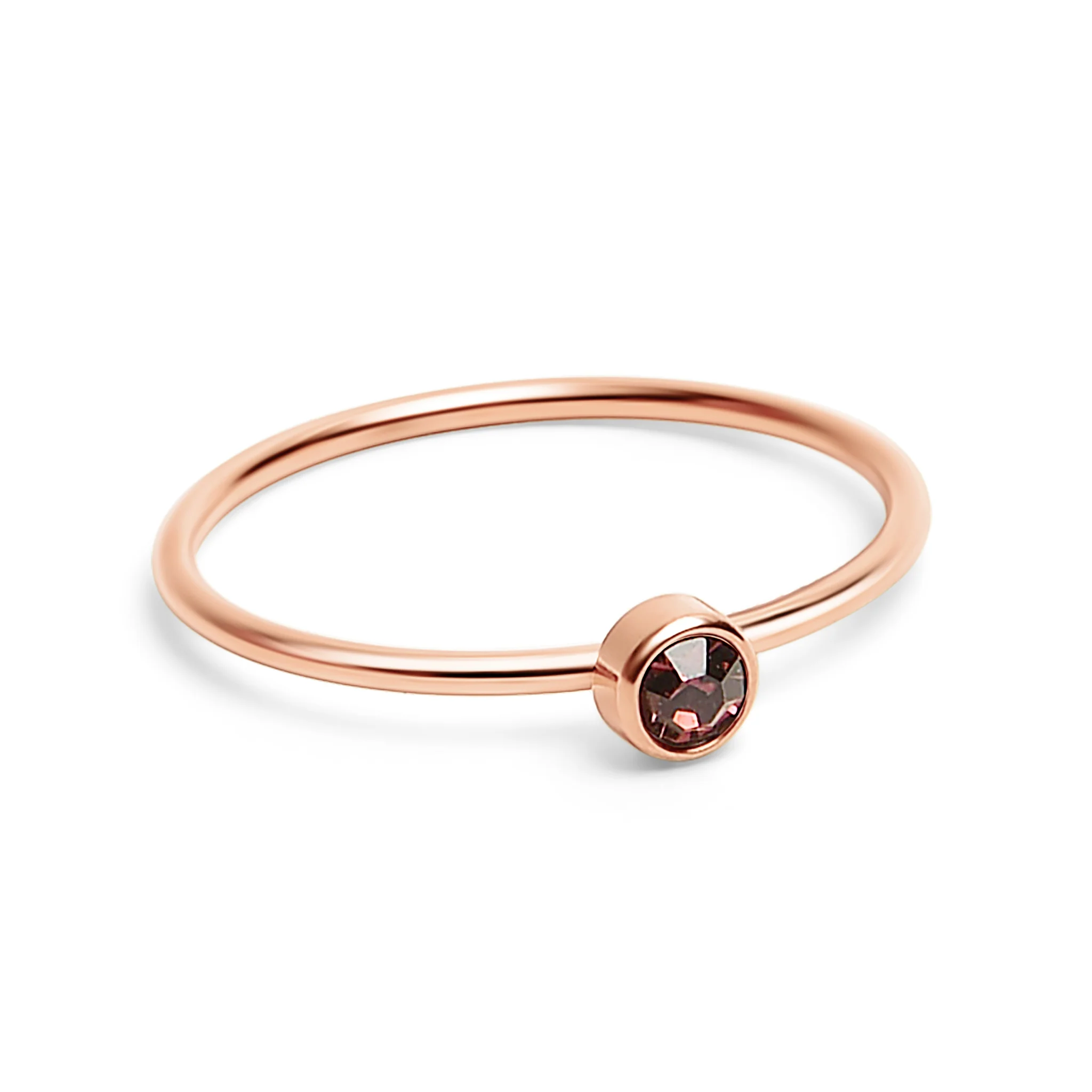 18k Rose Gold PVD Coated Stainless Steel Birthstone Stacking Ring / ZRJ1002 - Image 9