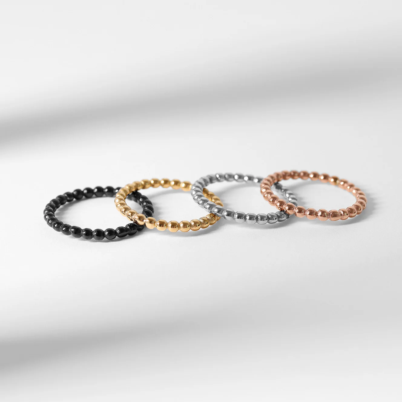 18K Gold PVD Stainless Steel Beaded Stacking Ring / CSR0004 - Image 4