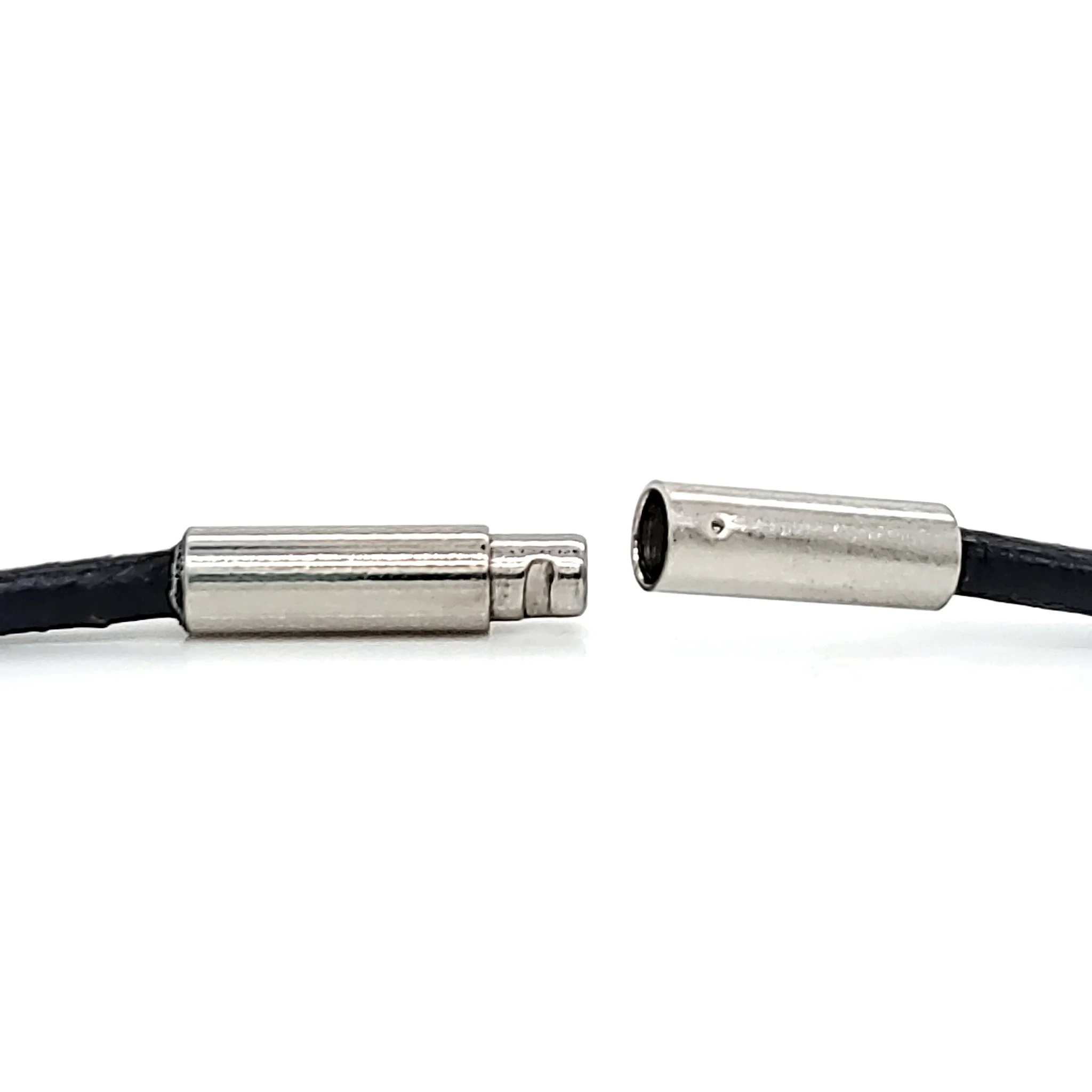 Black Leather Cord Necklace With Stainless Steel Twist Open Clasp / CHJ0113 - Image 6