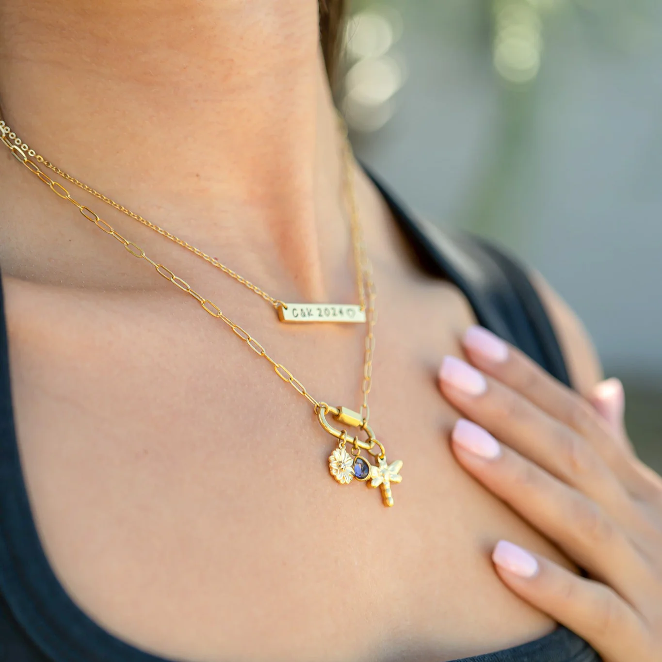 18K Gold PVD Stainless Steel Blank Bar Necklace / SBB0019 - Image 15