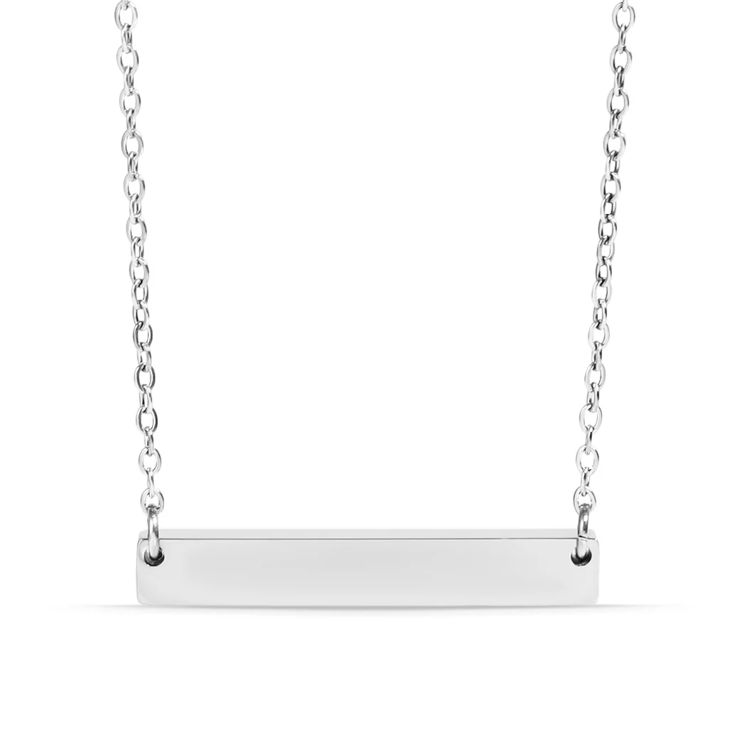 18K Gold PVD Stainless Steel Blank Bar Necklace / SBB0019 - Image 17