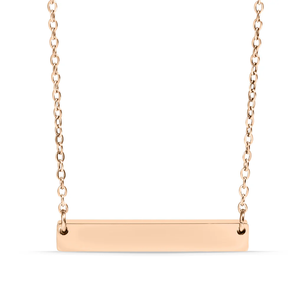 18K Gold PVD Stainless Steel Blank Bar Necklace / SBB0019 - Image 18