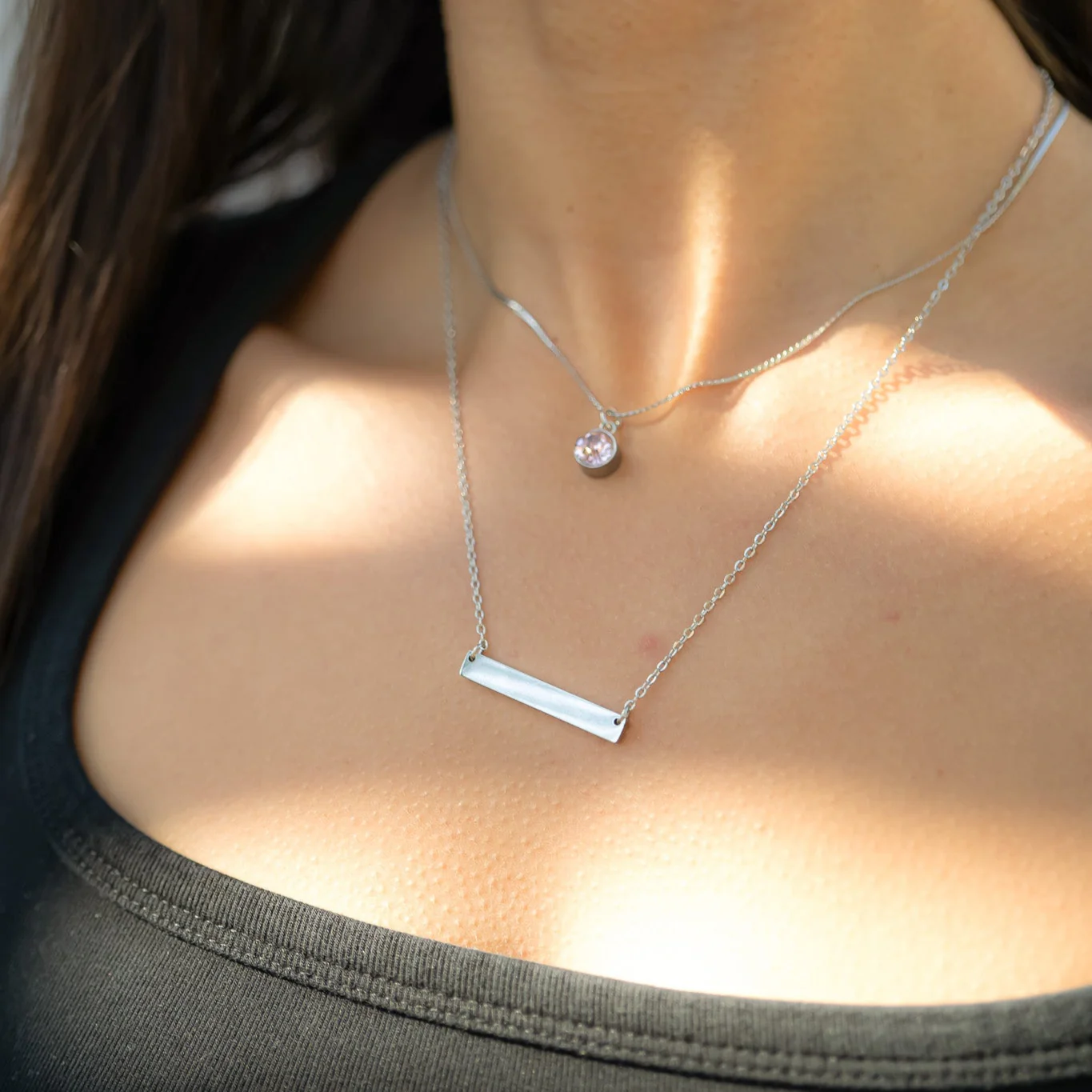 18K Gold PVD Stainless Steel Blank Bar Necklace / SBB0019 - Image 7