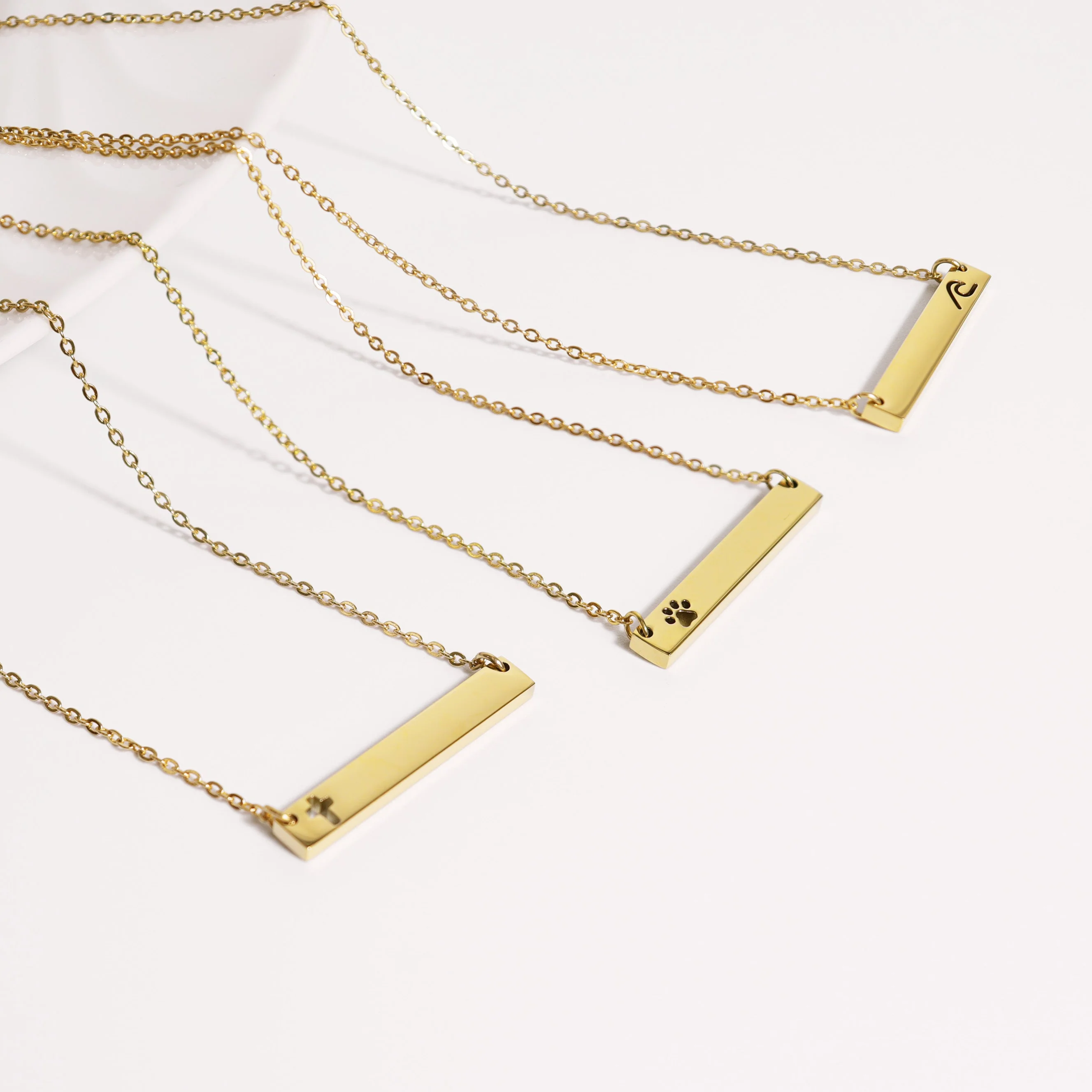18K Gold PVD Stainless Steel Cutout Cross Blank Bar Necklace / SBB00106 - Image 10
