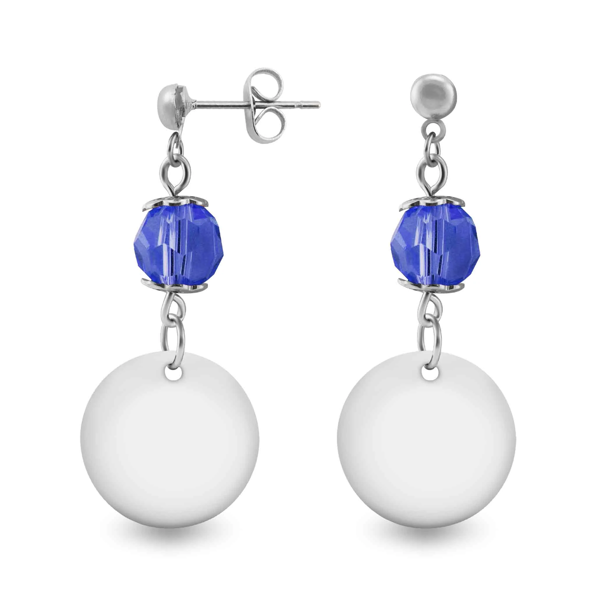 CZ Stainless Steel Birthstone Earrings / SBB0063 - Image 3