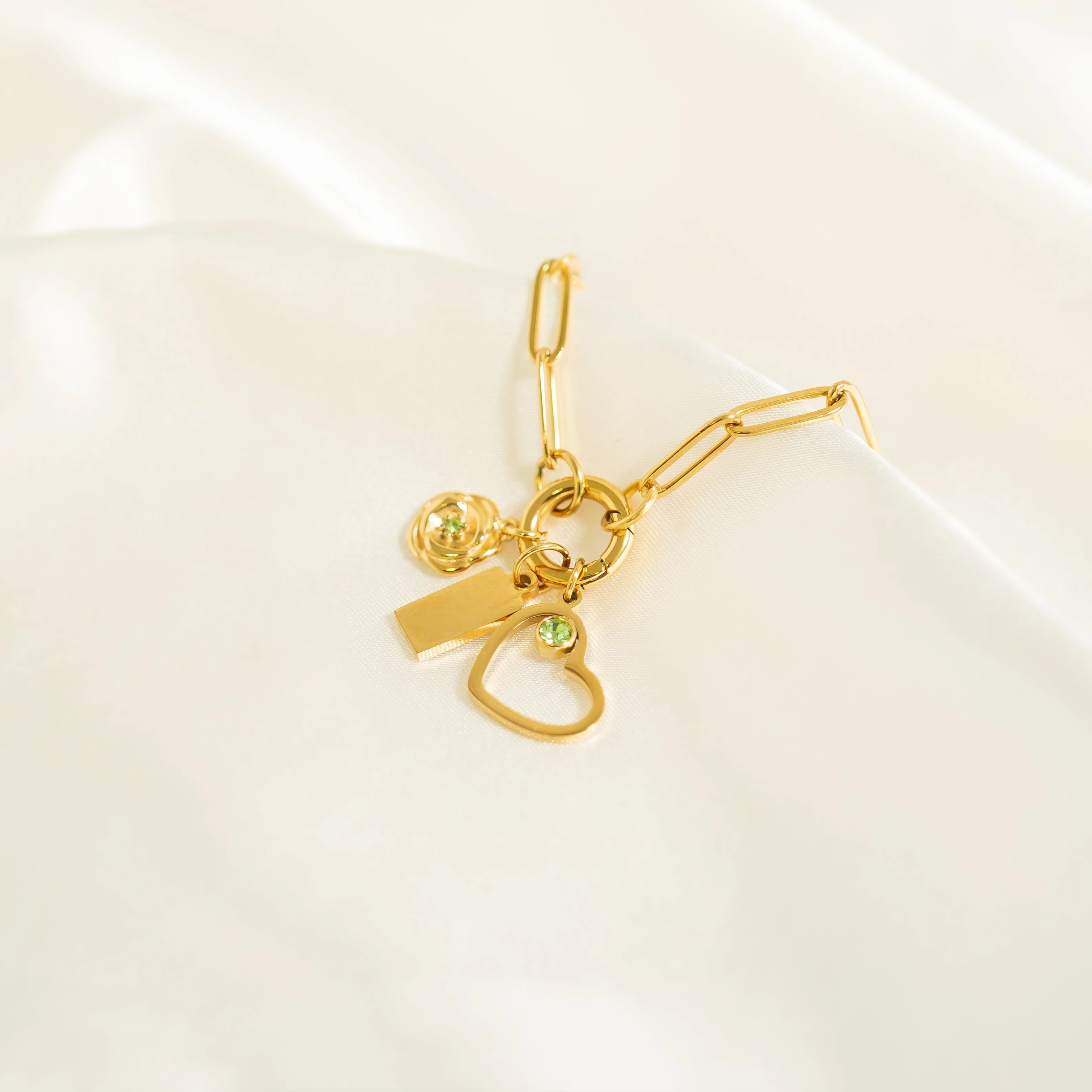 18K Gold PVD Stainless Steel Paperclip Charm Holder Necklace / CHN9951 - Image 13