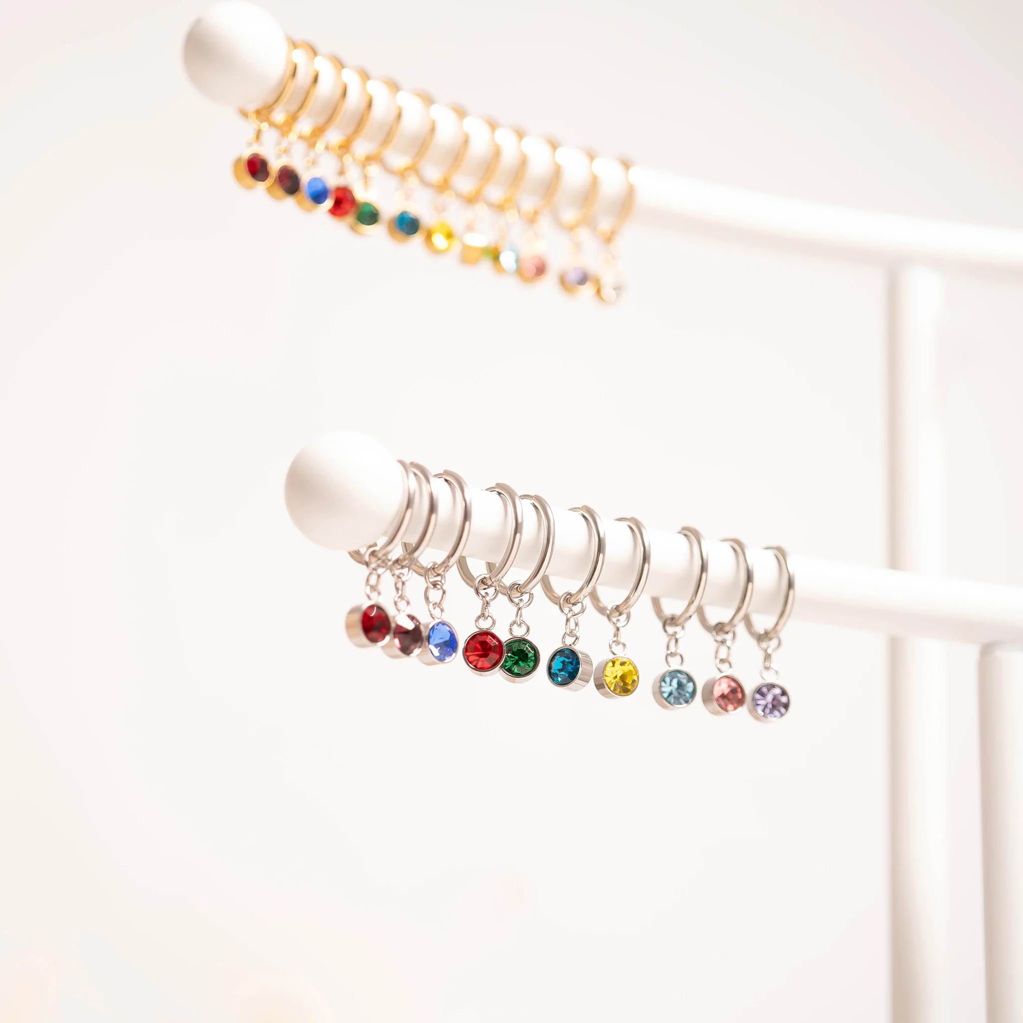 Stainless Steel Birthstone Huggie Earrings / ERJ0073 - Image 10