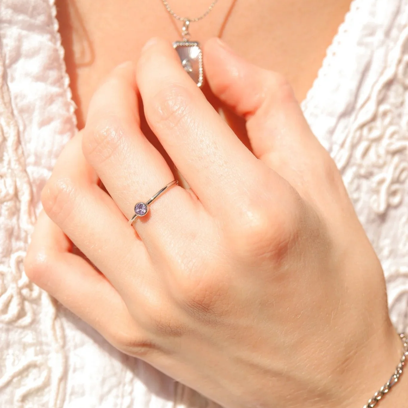 Stainless Steel Birthstone Stacking Ring / ZRJ1000 - Image 7