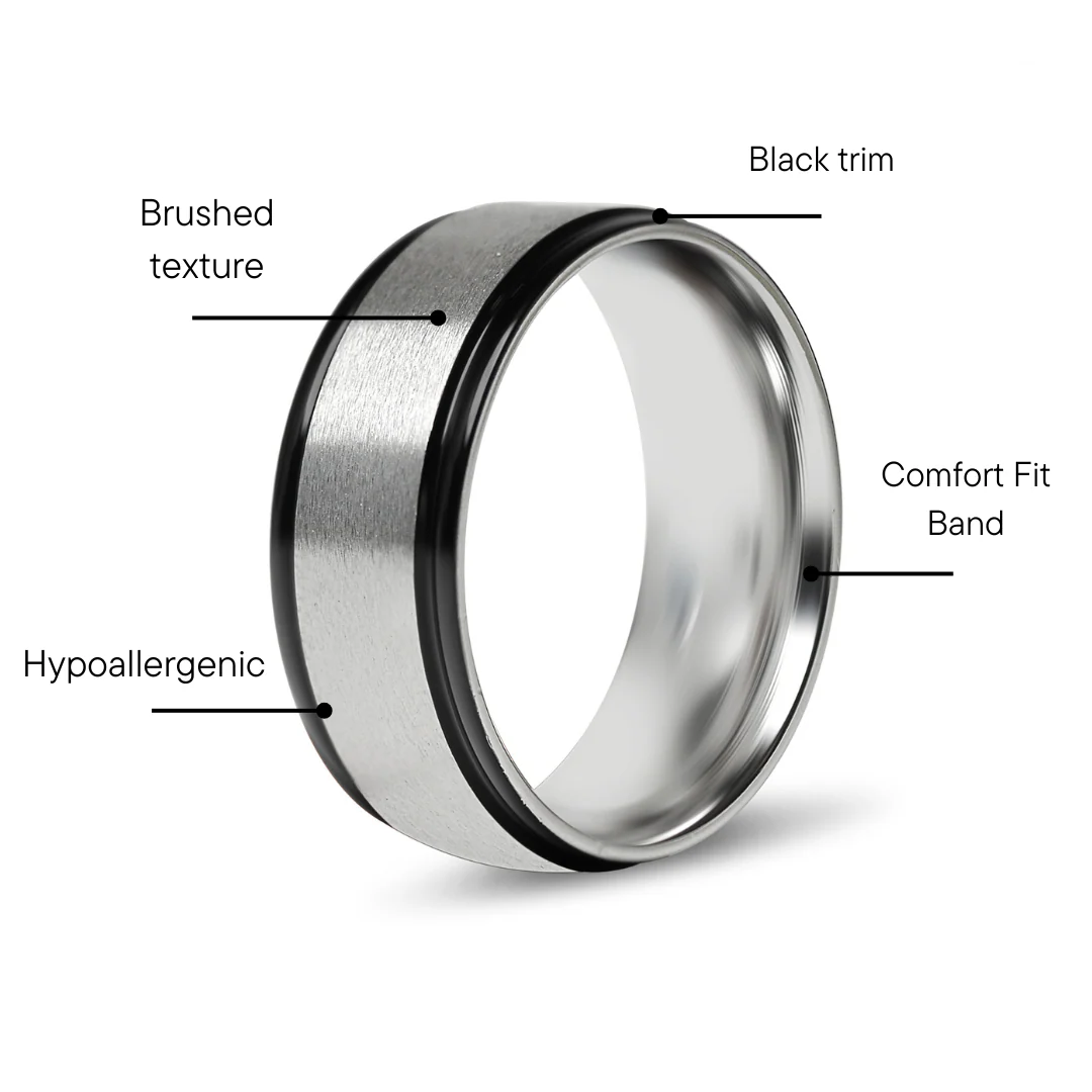 Stainless Steel Black Trim Brushed Center Blank Ring / CFR2929 - Image 3