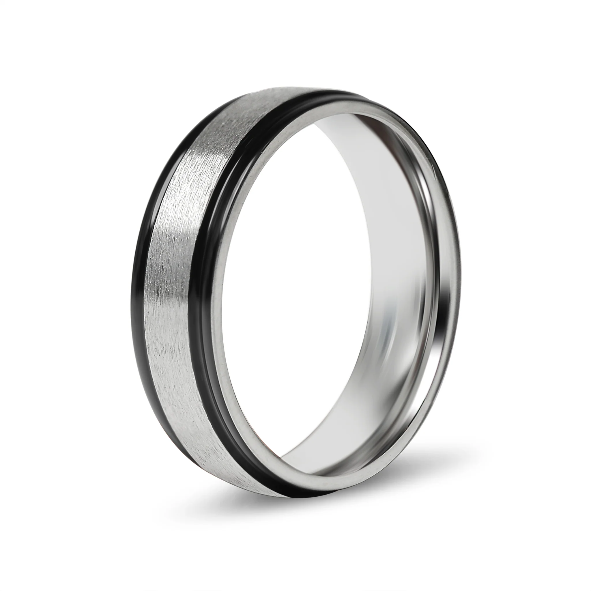 Stainless Steel Black Trim Brushed Center Blank Ring / CFR2929 - Image 6