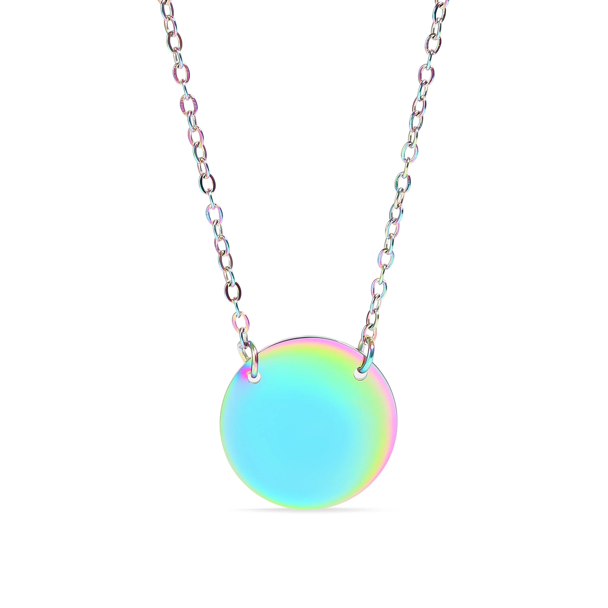 18K Gold PVD Stainless Steel Blank Circle Necklace / SBB0240 - Image 7