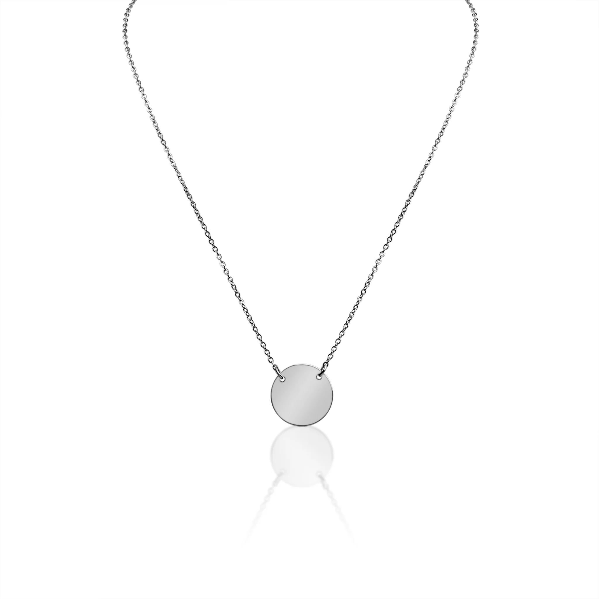 18K Gold PVD Stainless Steel Blank Circle Necklace / SBB0240 - Image 9