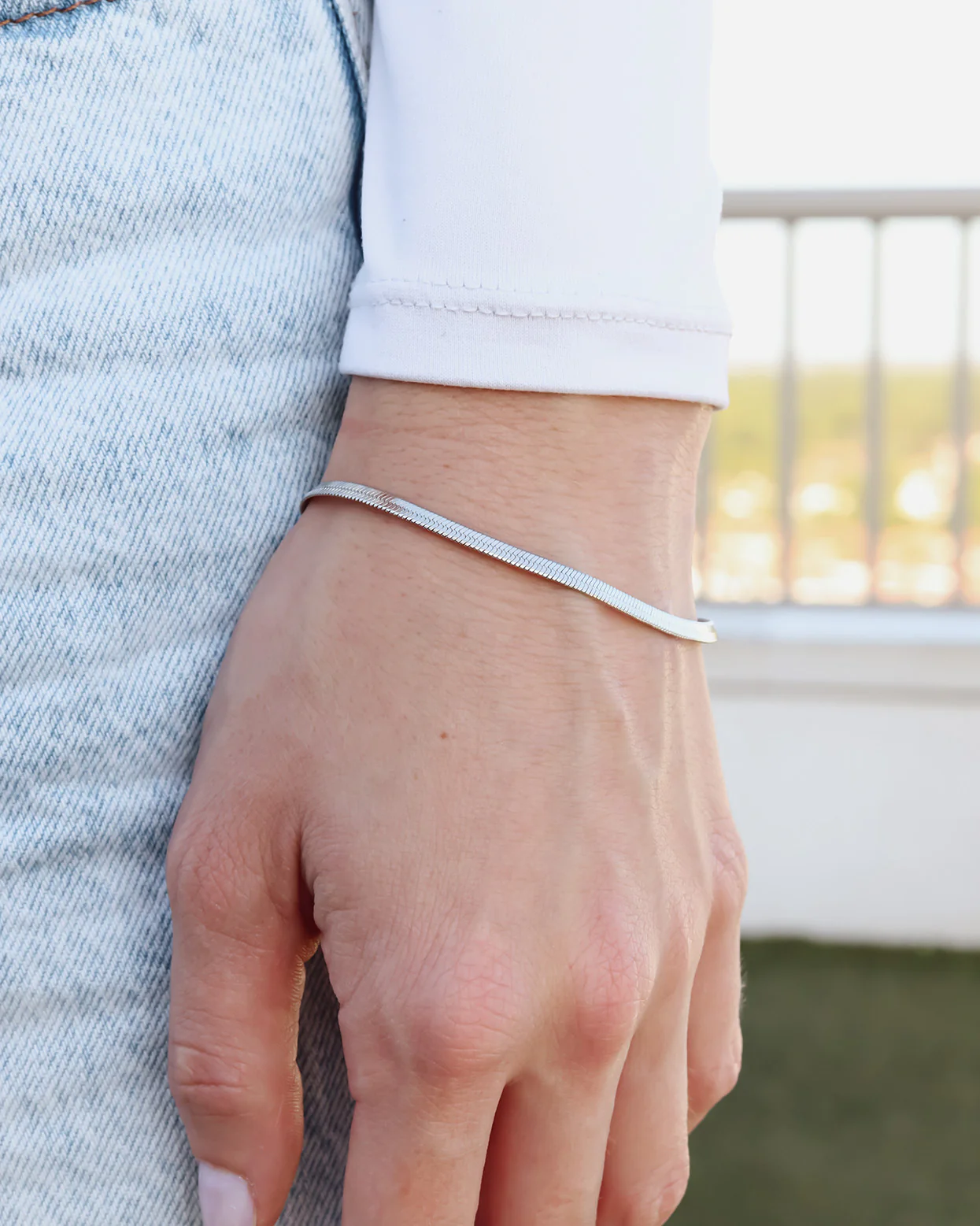 Stainless Steel Herringbone Chain Bracelet / BRJ9081 - Image 6