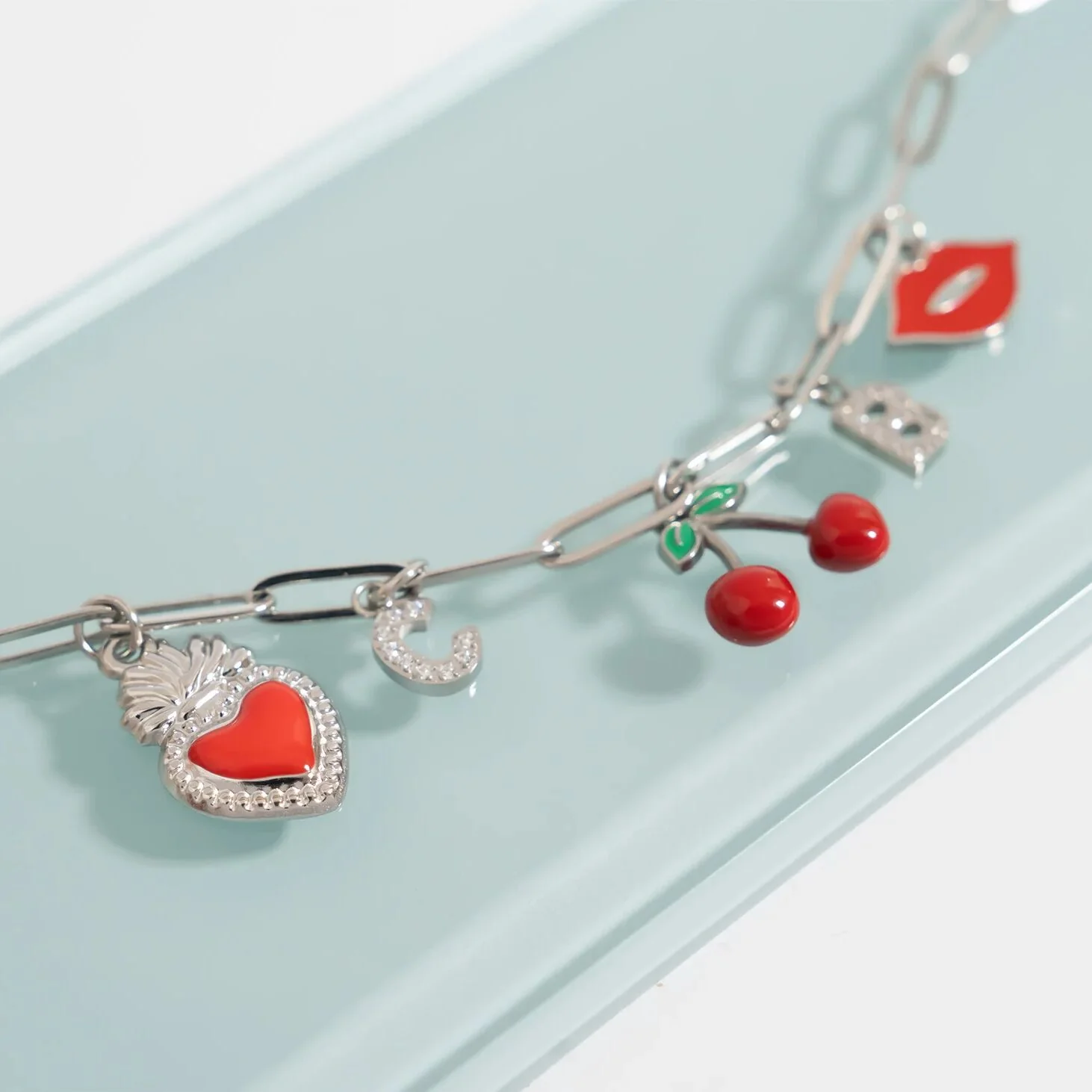 Stainless Steel Pave Set CZ Initial Letter Charms / PDC9020 - Image 6