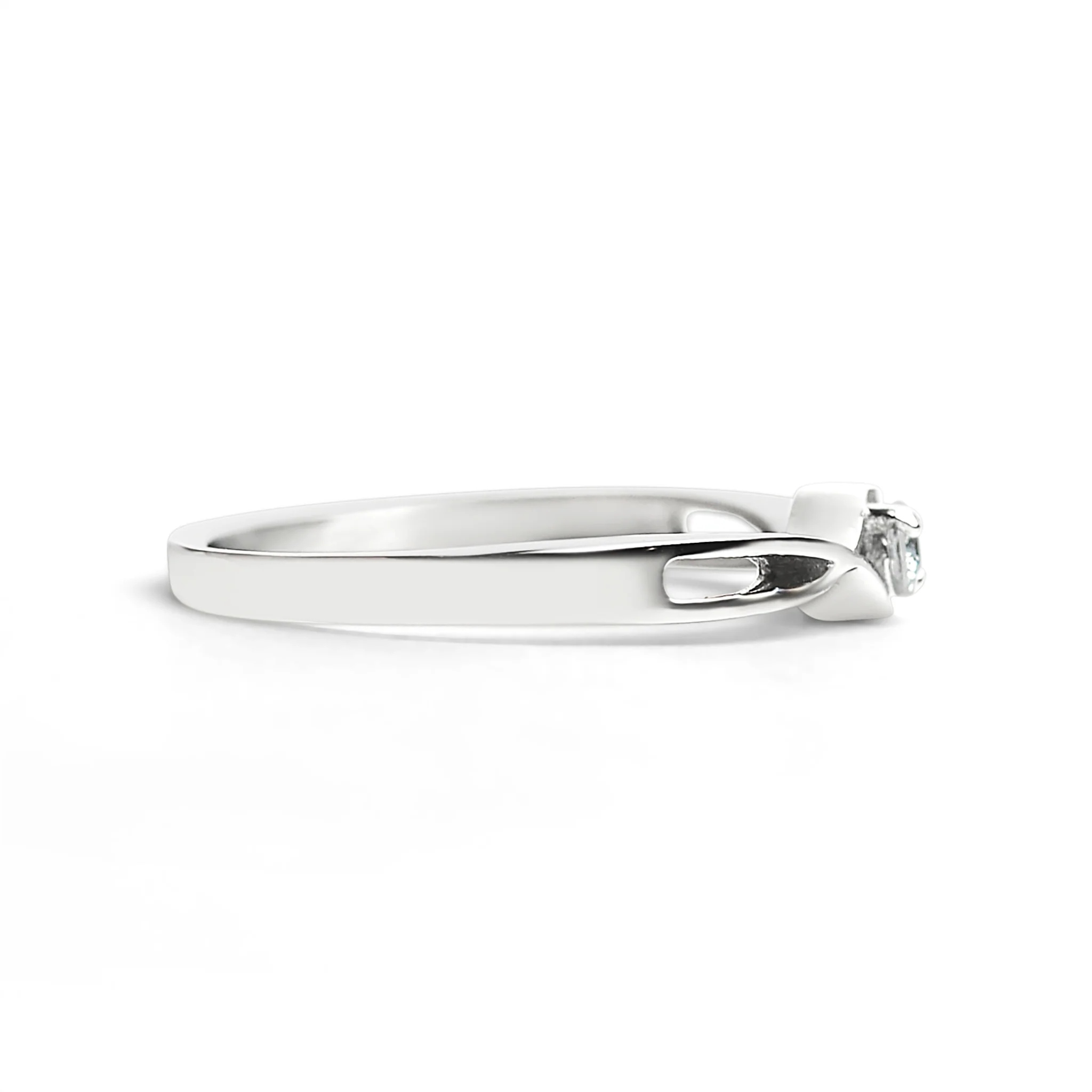Stainless Steel Twisted Band CZ Accent Ring / ZRJ4137 - Image 8