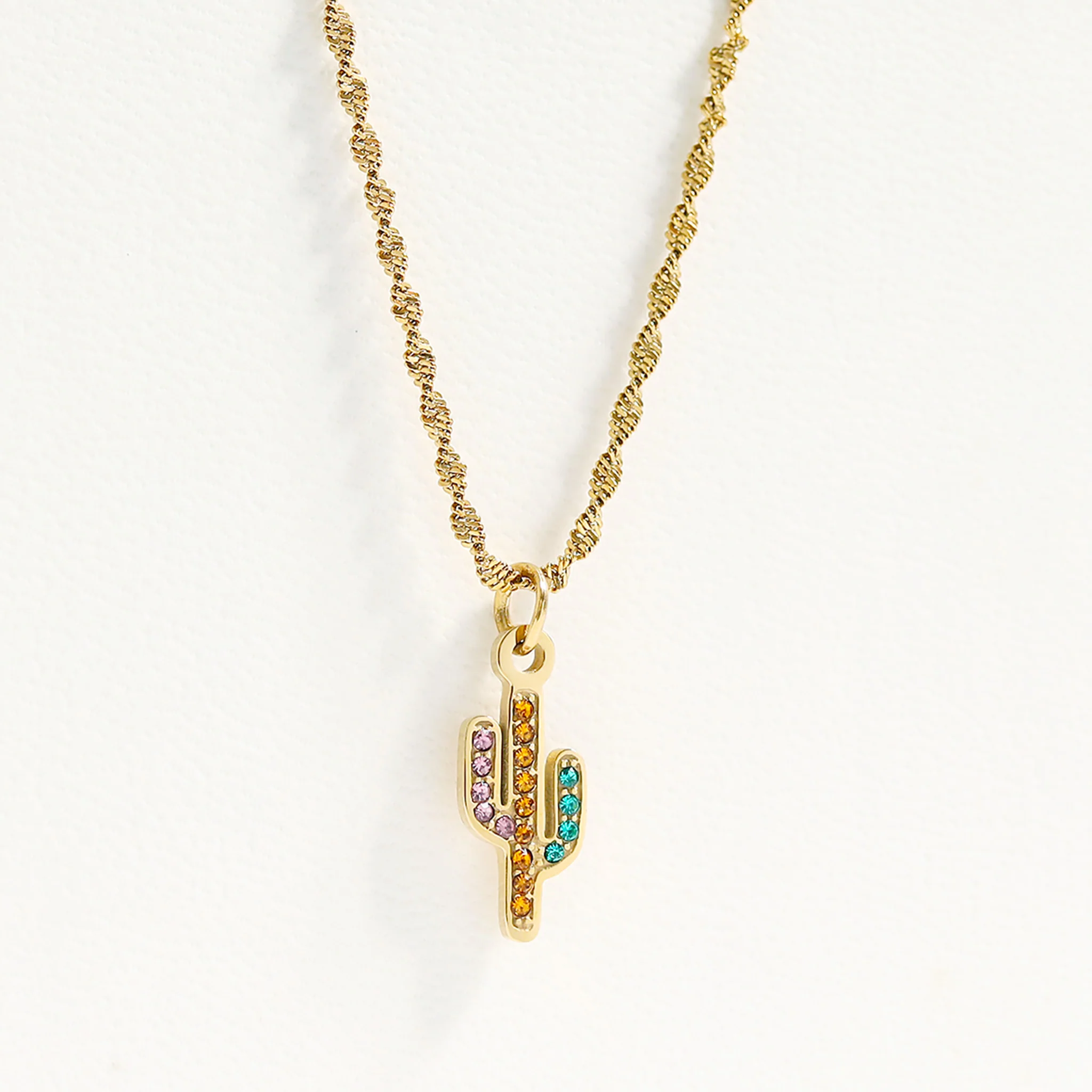 18K Gold PVD Stainless Steel Singapore Chain Necklace / CHN9961 - Image 12