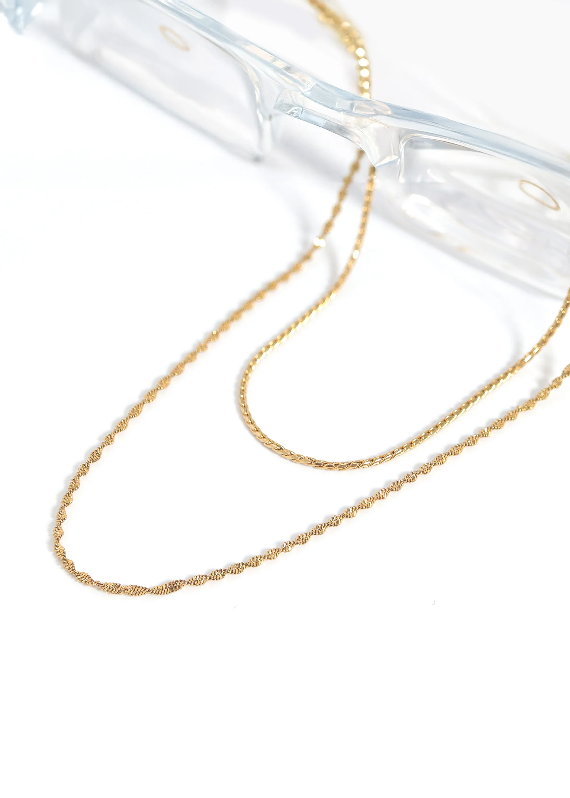 18K Gold PVD Stainless Steel Singapore Chain Necklace / CHN9961 - Image 14