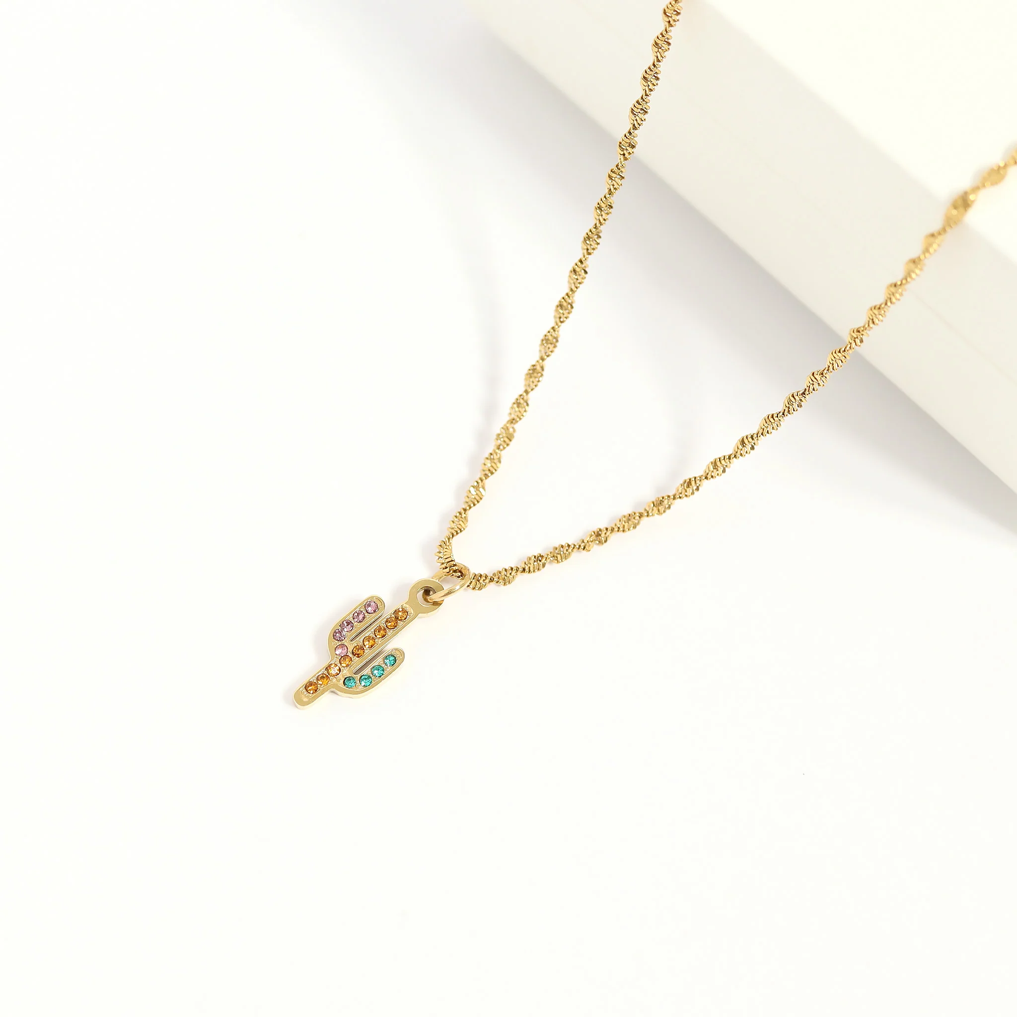 18K Gold PVD Stainless Steel Singapore Chain Necklace / CHN9961 - Image 16