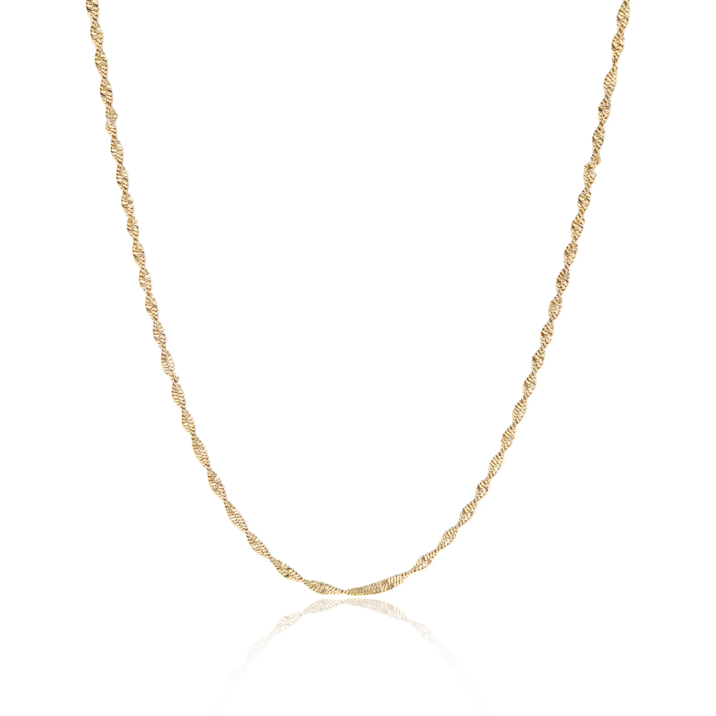 18K Gold PVD Stainless Steel Singapore Chain Necklace / CHN9961 - Image 3