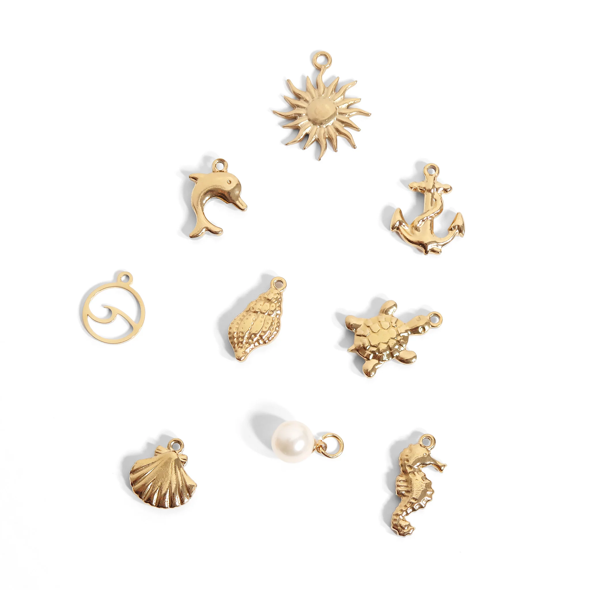 18K Gold PVD Stainless Steel Wave Charm / PDJ5043 - Image 6